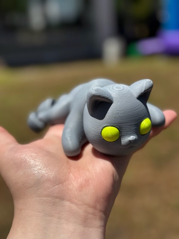 Gray 3D Printed Cat Fidget Toy - Sensory Toy for Stress Relief & Focus - Handmade Kitty