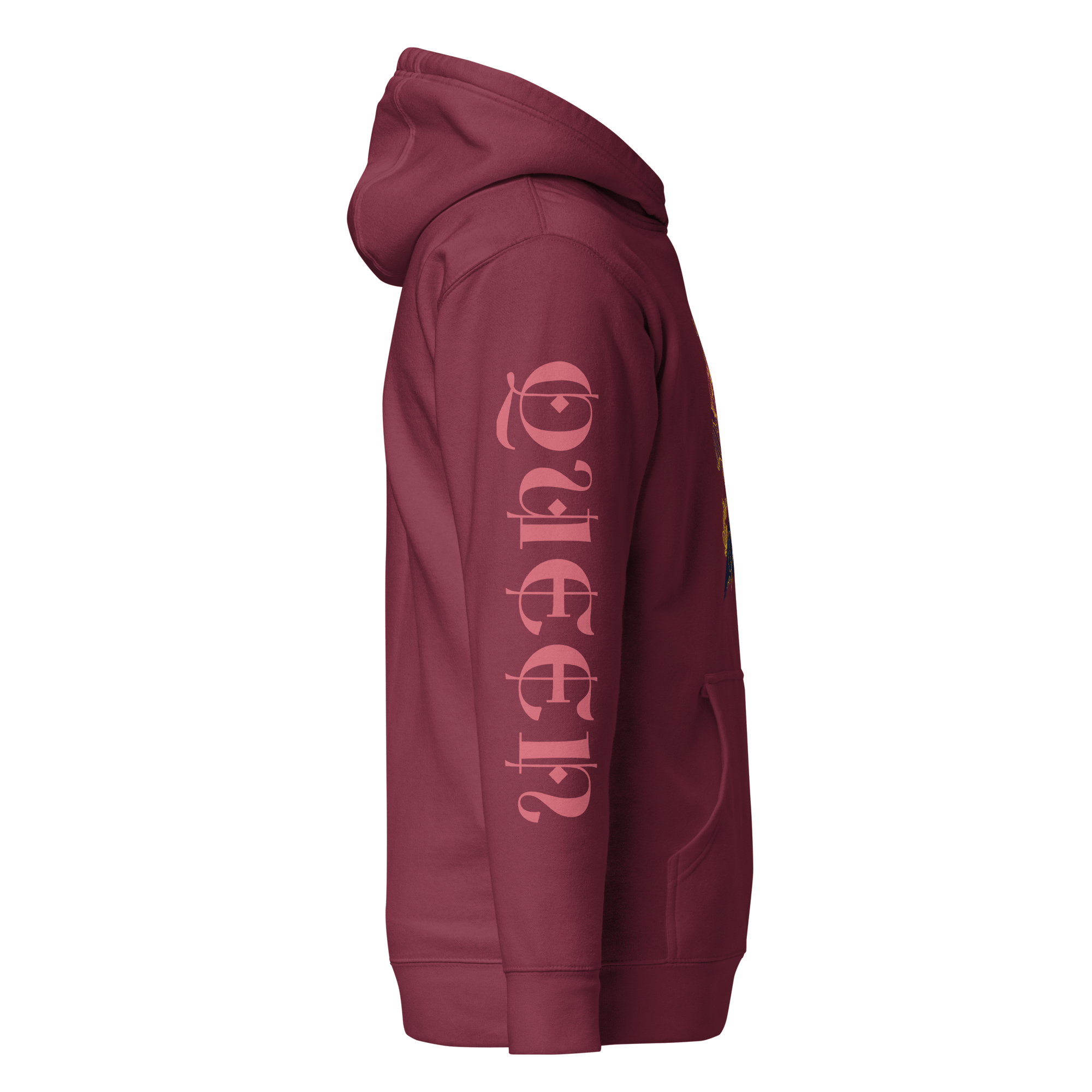 Burgundy "QUEEN" Long-Sleeve Hoodie for Women - Stylish and Comfortable Activewear