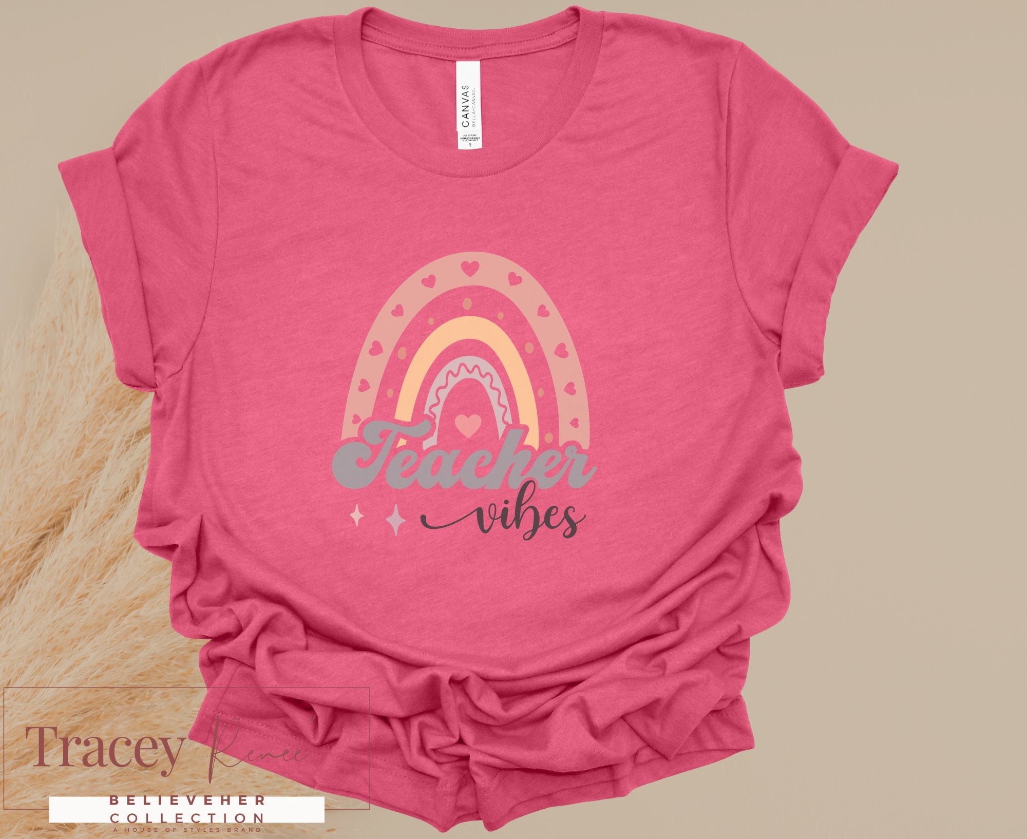Teacher Vibes Pink T-shirt - Spring Collection Education Apparel for Teachers