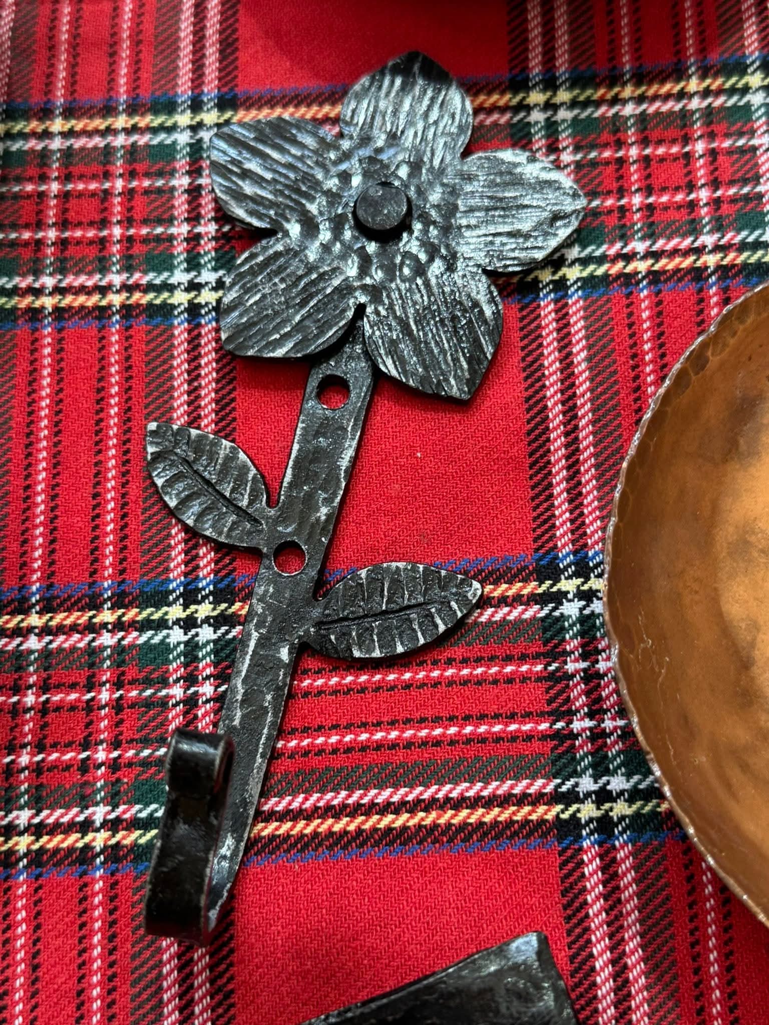 Hand-Forged Metal Flower Hook: Blacksmith Crafted, Wall Decor by Main Street Collective