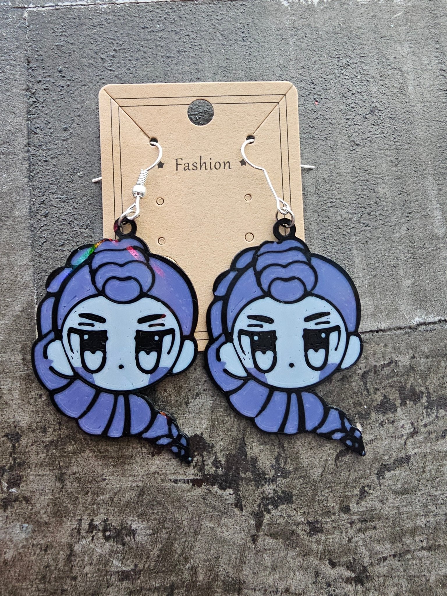 K-Pop Demon Hunter Rumi Earrings: Chibi Style, Purple Anime Jewelry by Main Street Collective