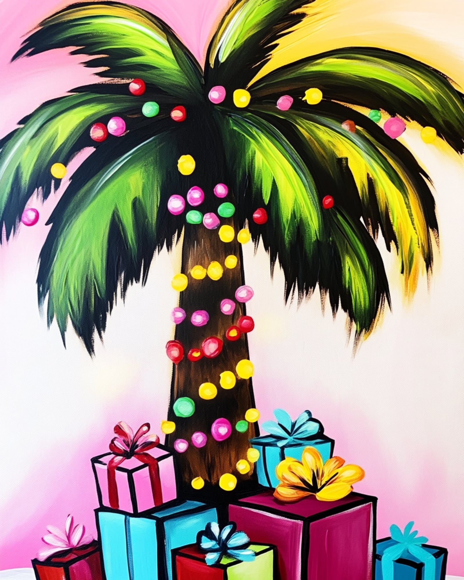Paint Your Own Christmas Palm Tree Canvas Paint Kit