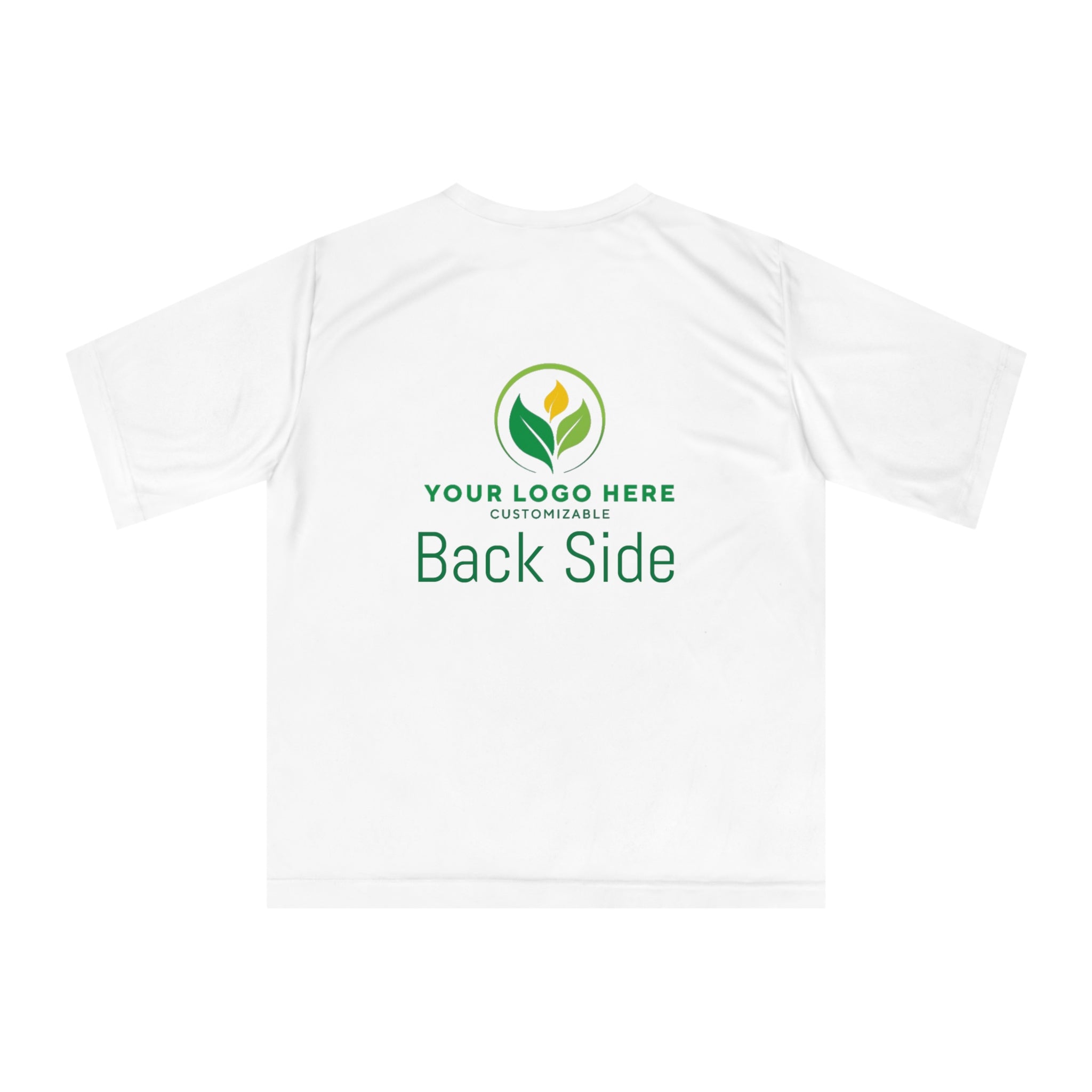 Customizable White T-shirt Back View: Add Your Logo & Design! T-Shirt for men & women customizable Unisex T-Shirt, back side.