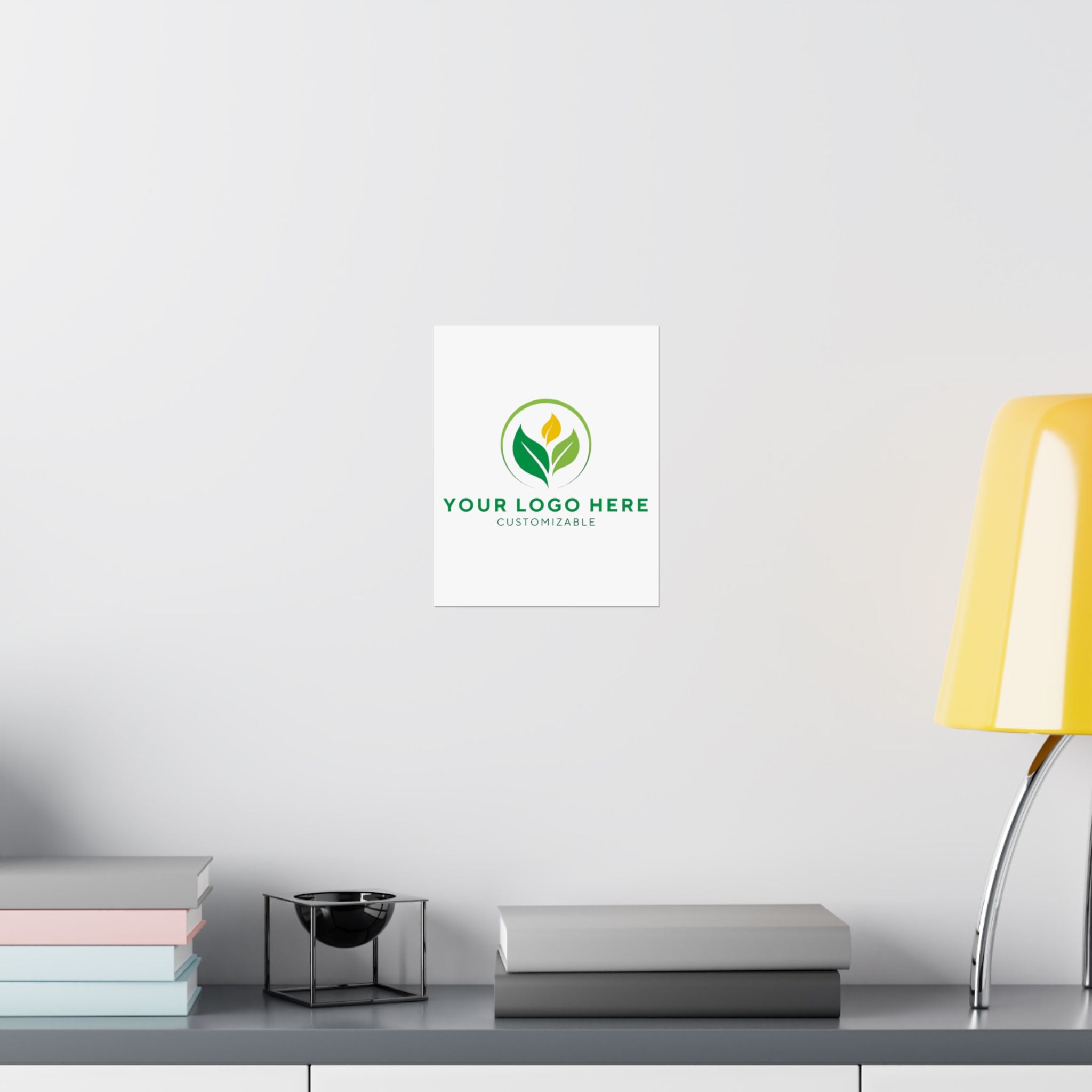 Customizable logo poster for office decor. Add your brand to a matte vertical poster.