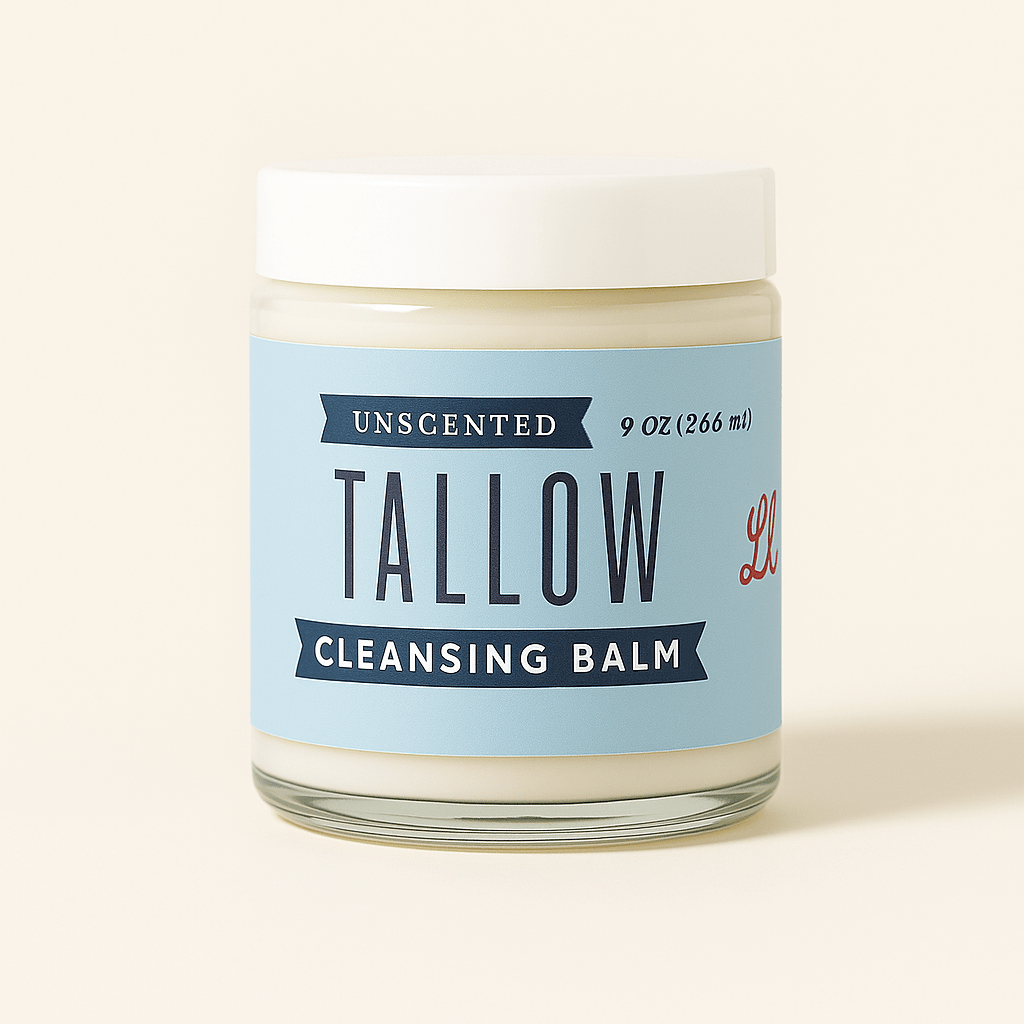 Unscented Tallow Cleansing Balm | Natural Makeup Remover & Deep Moisturizing Cleanser | Grass-Fed Beef Tallow with Castor Oil