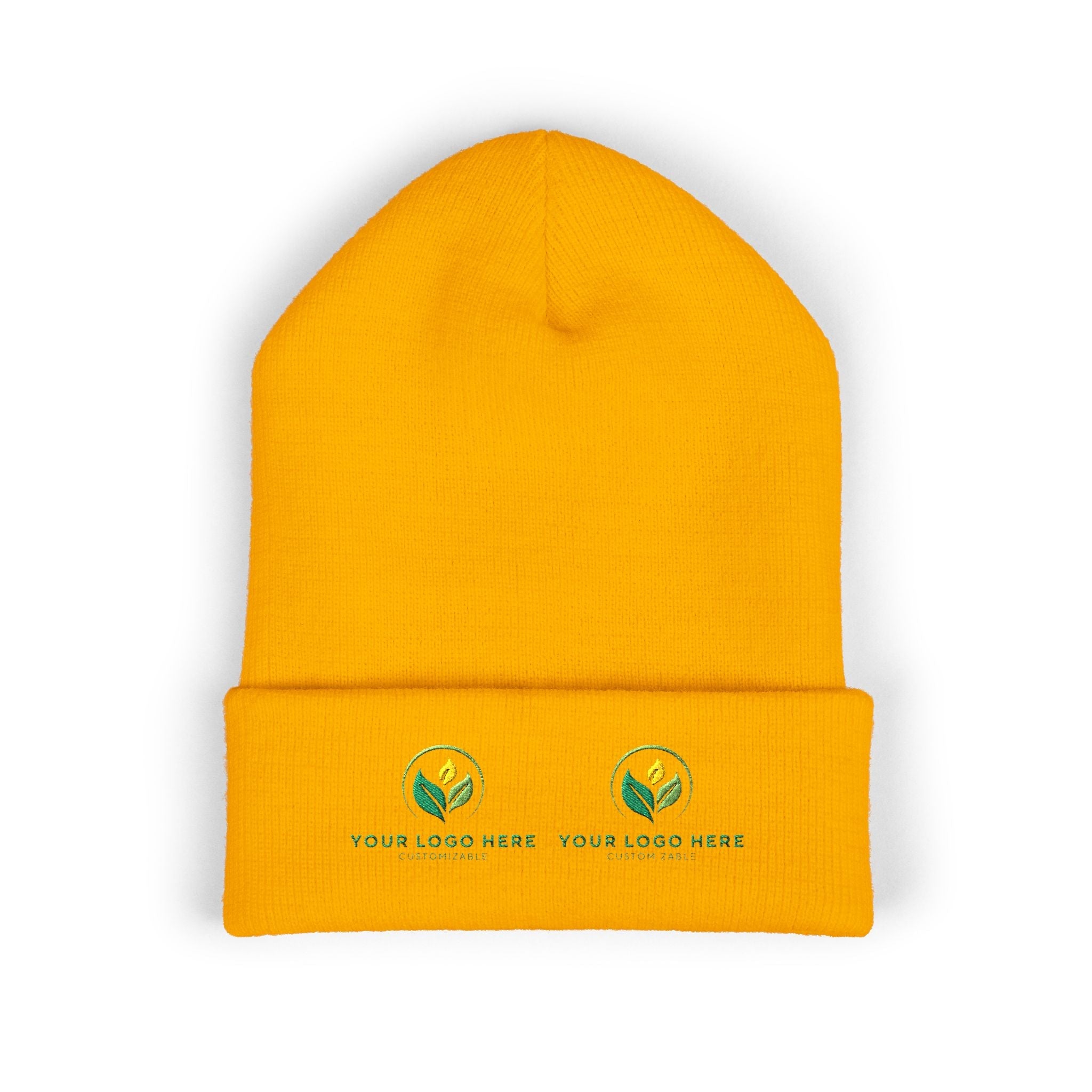 Yellow Cuffed Beanie with Embroidered Logo | Main Street Collective