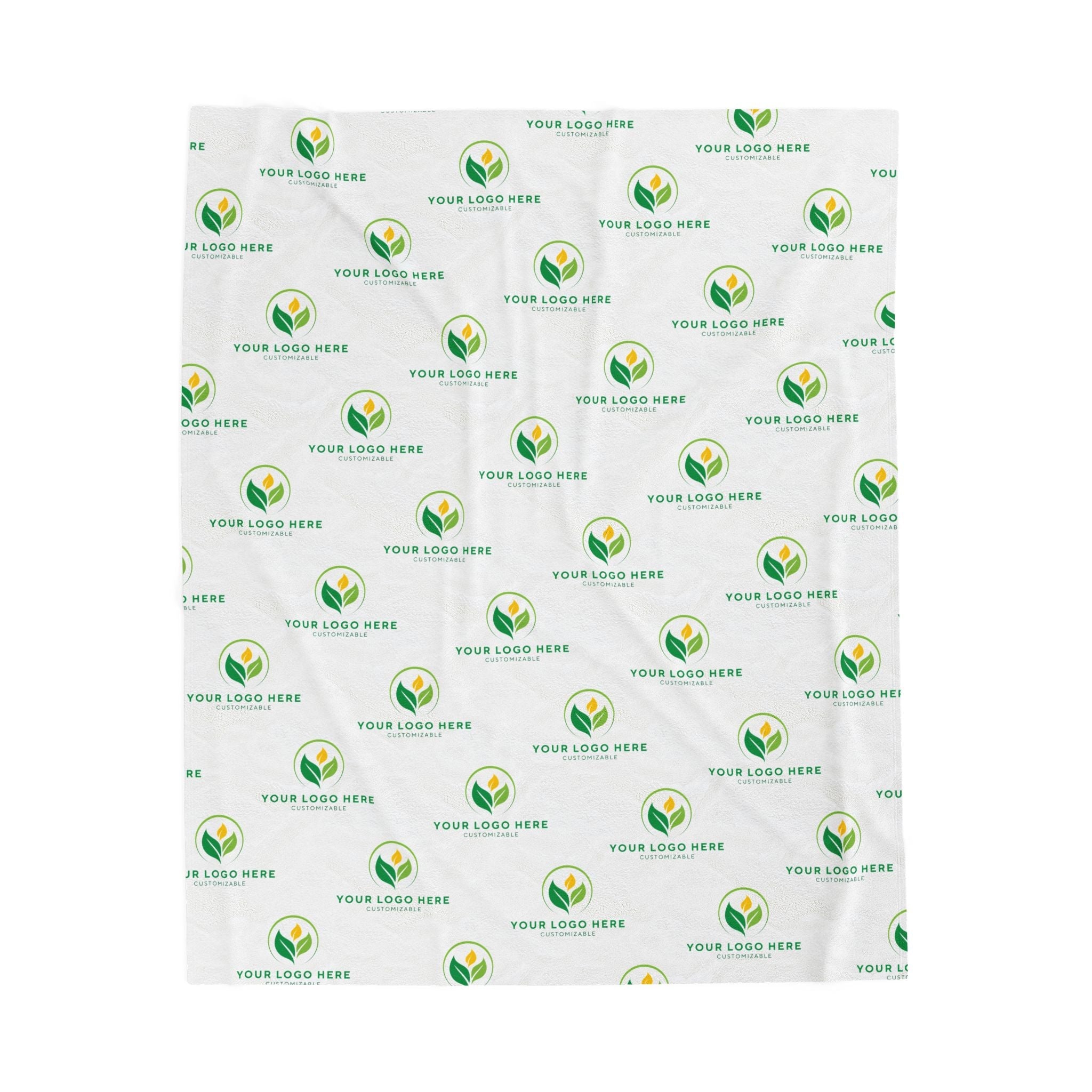 Custom Logo Blanket: Personalized velveteen plush blanket with company logo pattern. Customizable gifts.