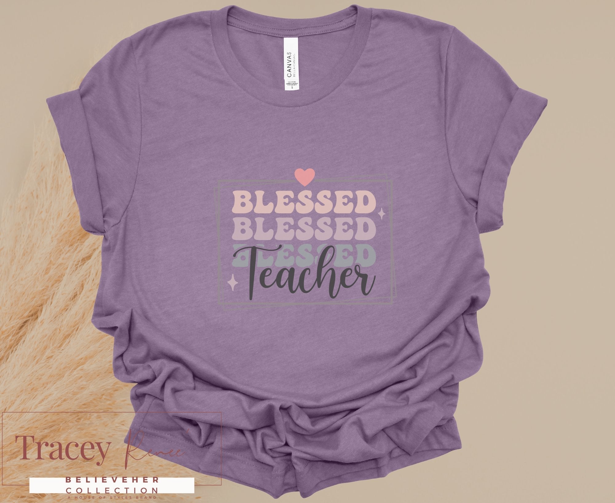 Blessed Teacher T-Shirt: Lavender shirt for teachers, spring collection