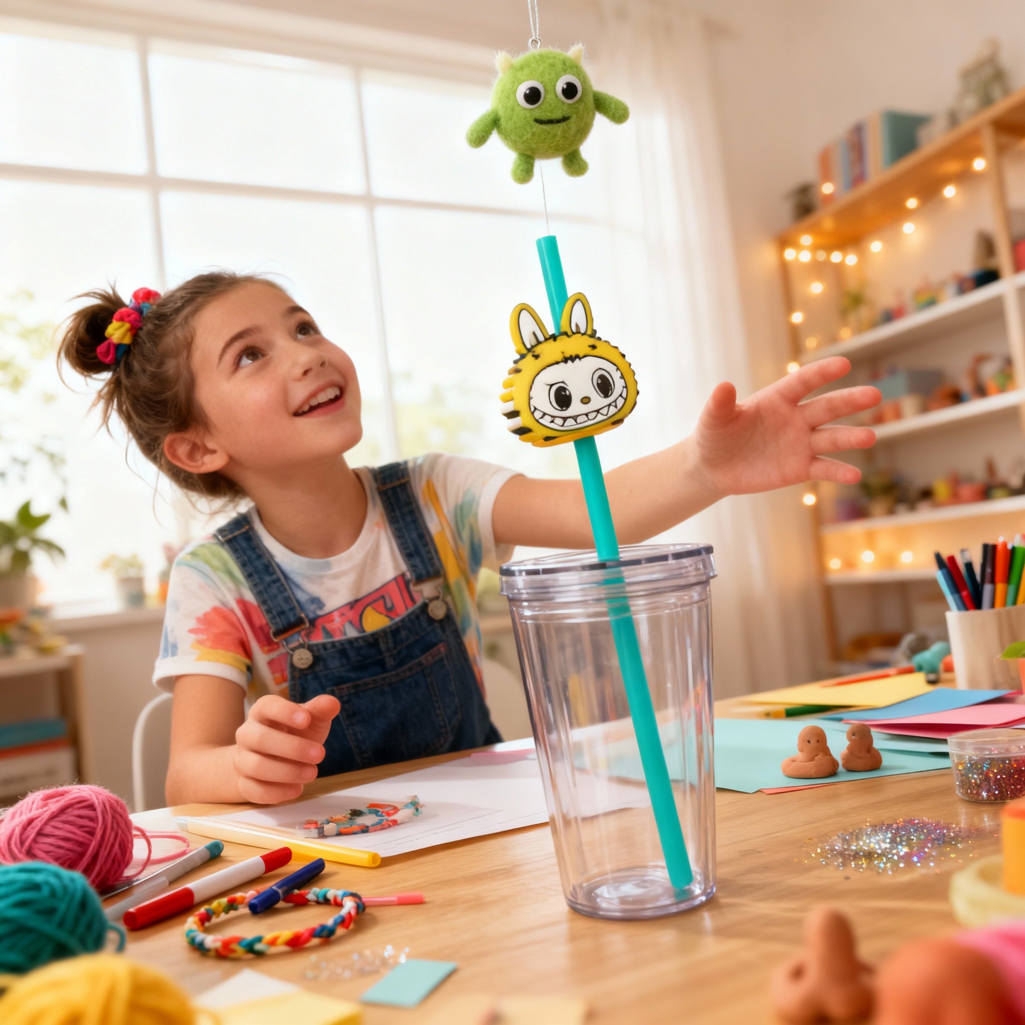 Yellow Bunny Monster Straw Topper – 3D Printed