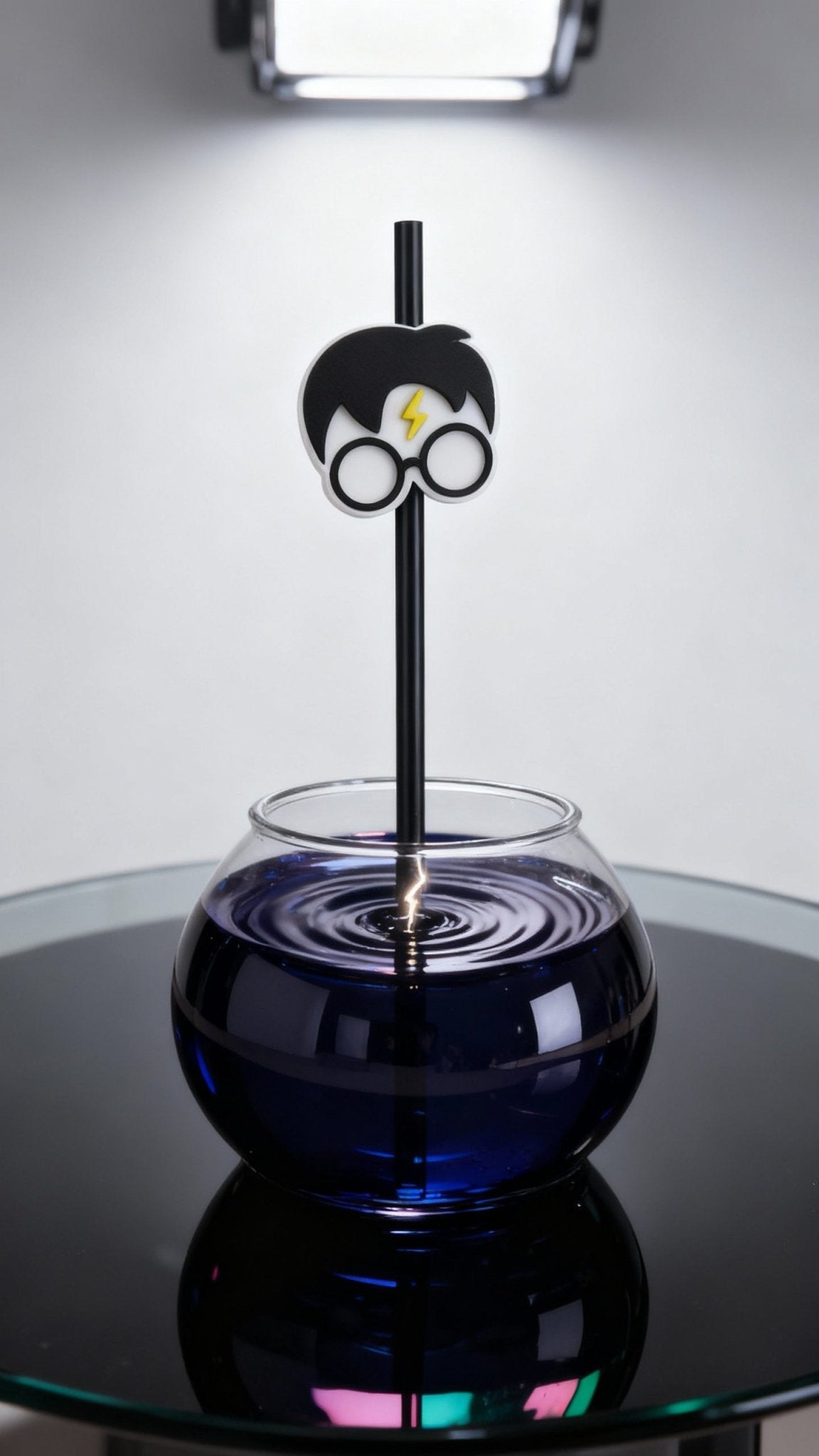 Lightning-Bolt Wizard Straw Topper – 3D Printed (Black & White)