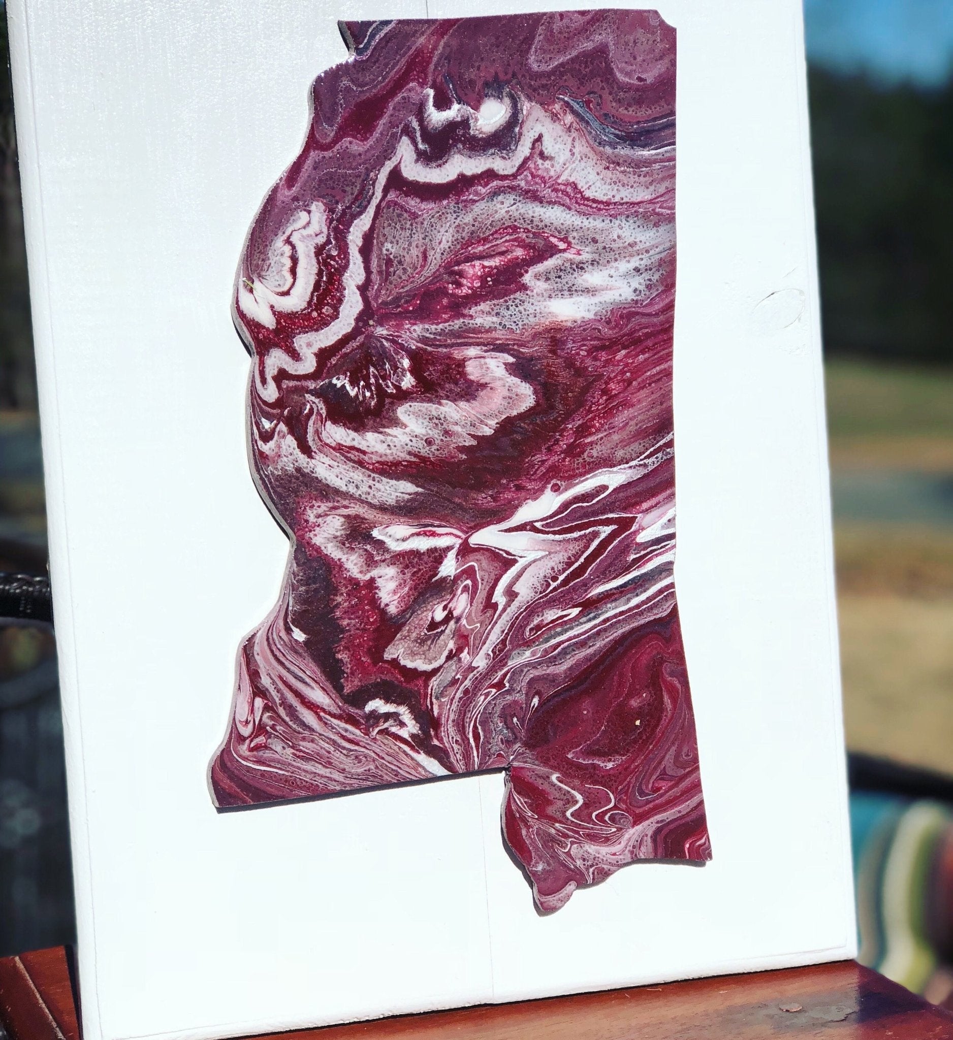 Main Street Collective: Mississippi State Wall Art - Maroon and White Marble Effect Home Decor