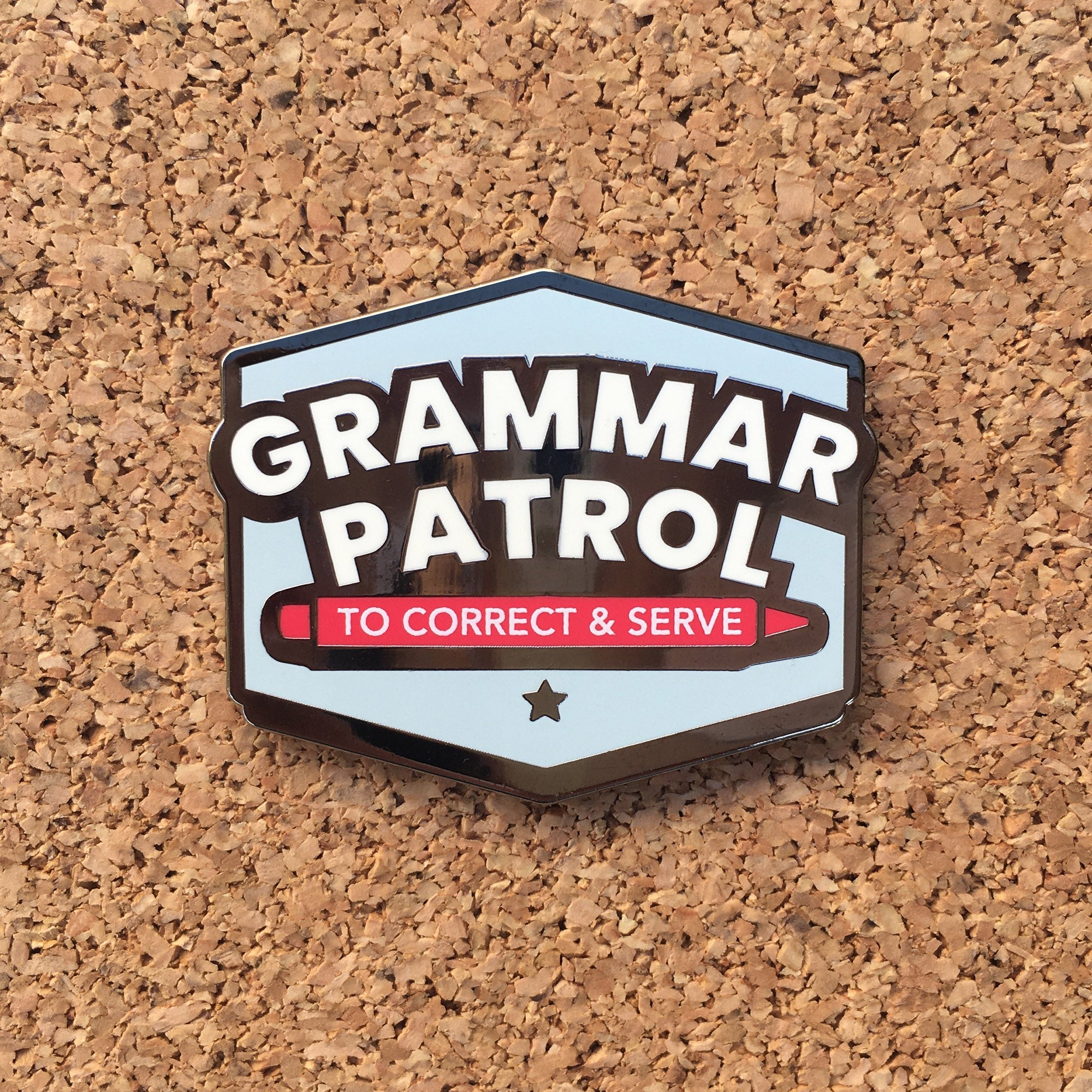Grammar Patrol Enamel Pin Badge: Correcting & Serving with Style for Editors, Teachers, and Word Nerds