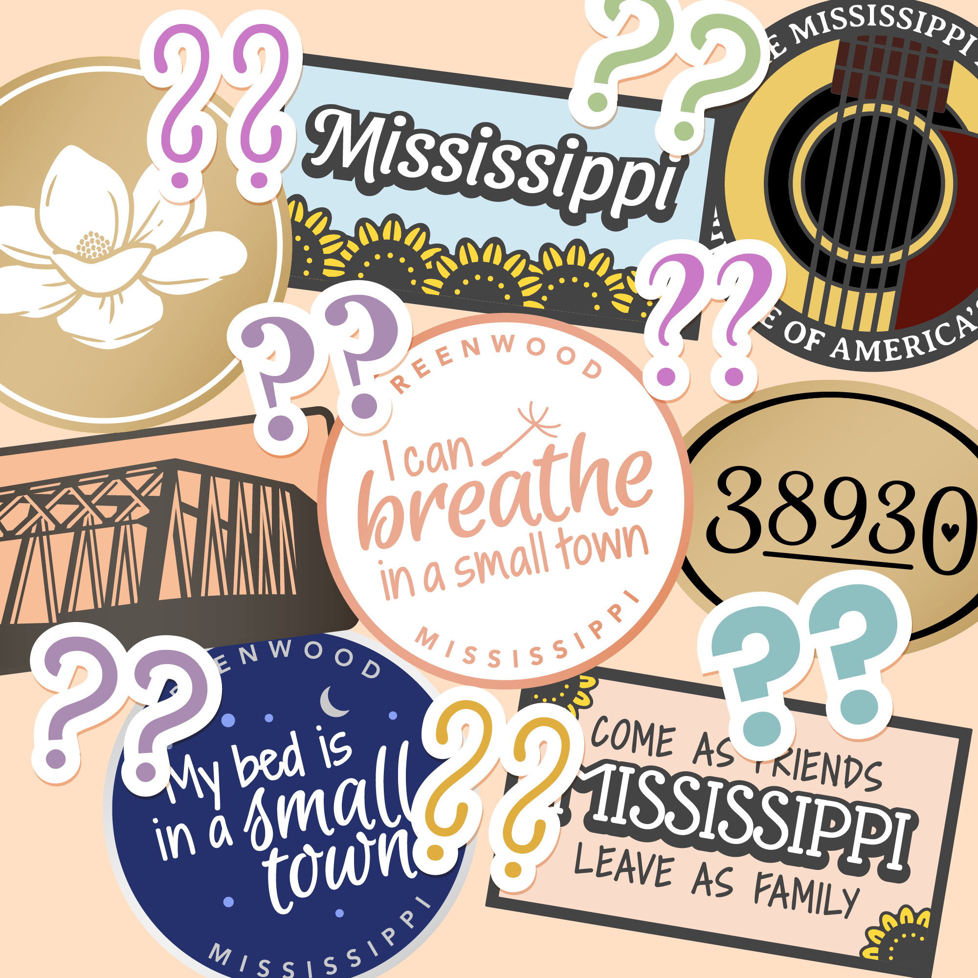 Mystery Pack (set of 3 pins) featuring Greenwood and the Delta, gift for yourself