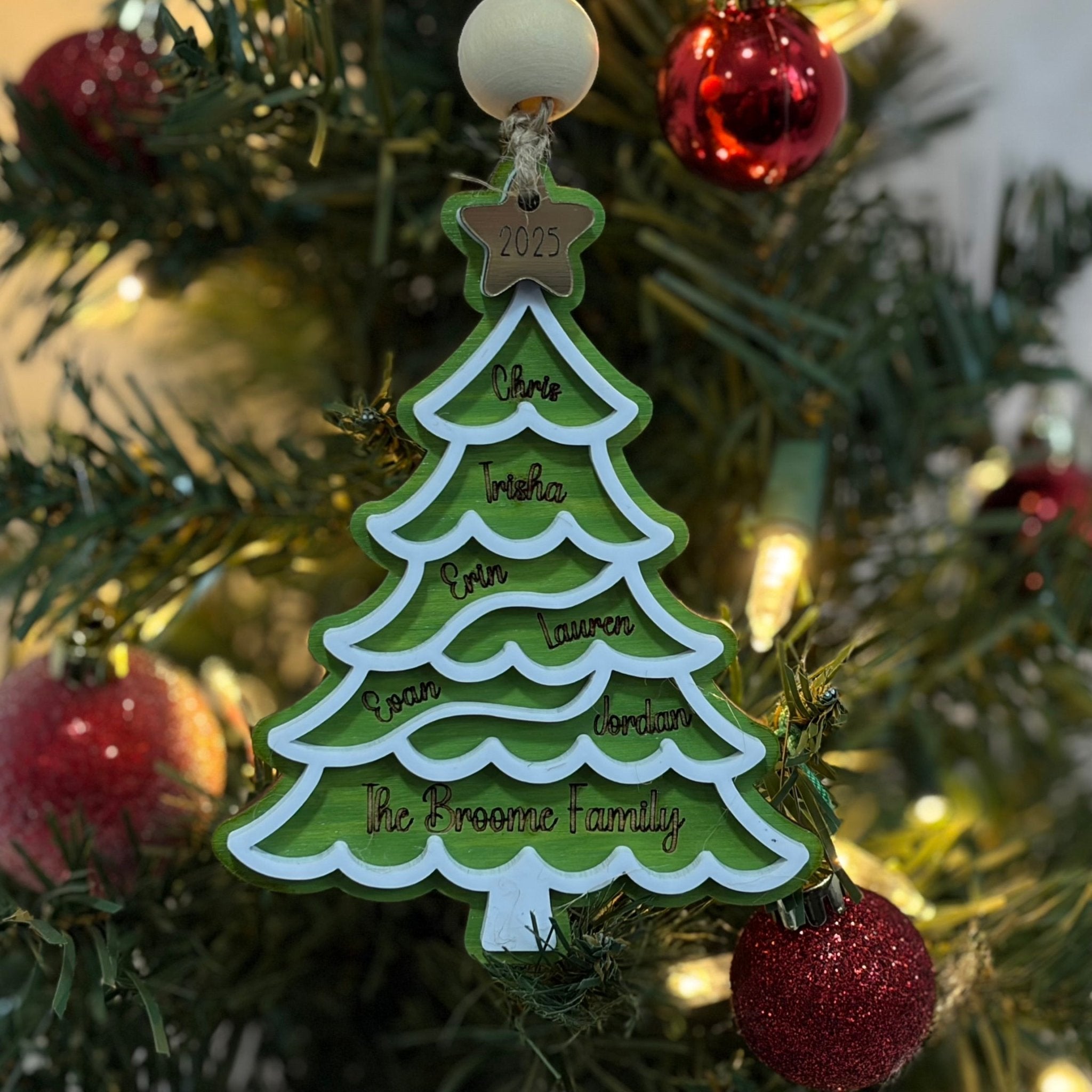 Personalized Family Christmas Ornament - Names Engraved, "The Broome Family", 2025