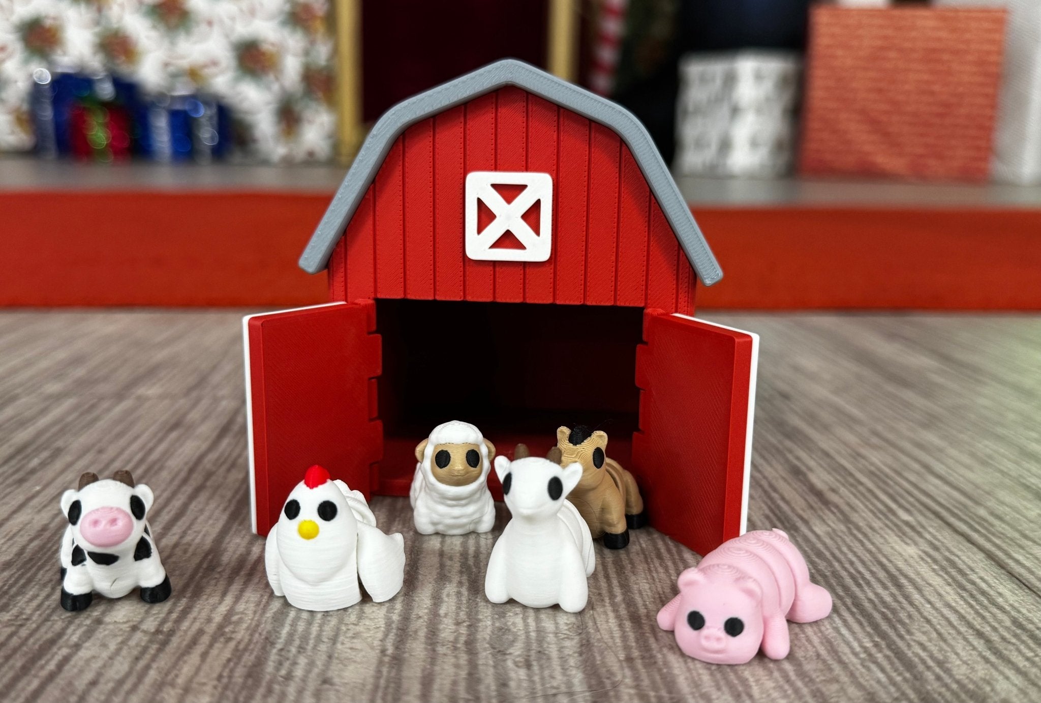 3D Printed Toy Barn with Farm Animals - Miniature Playhouse by Main Street Collective