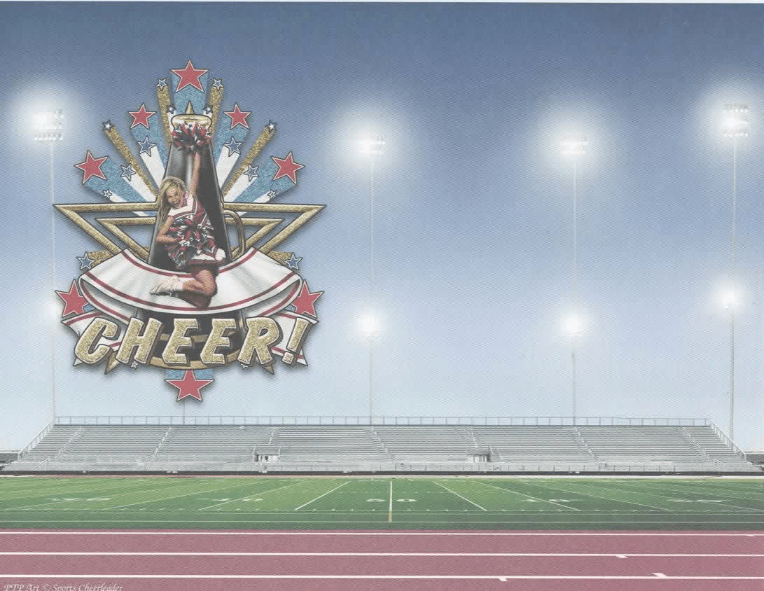Personalized Cheerleading Gift: [First Name] Cheer! Stadium Background