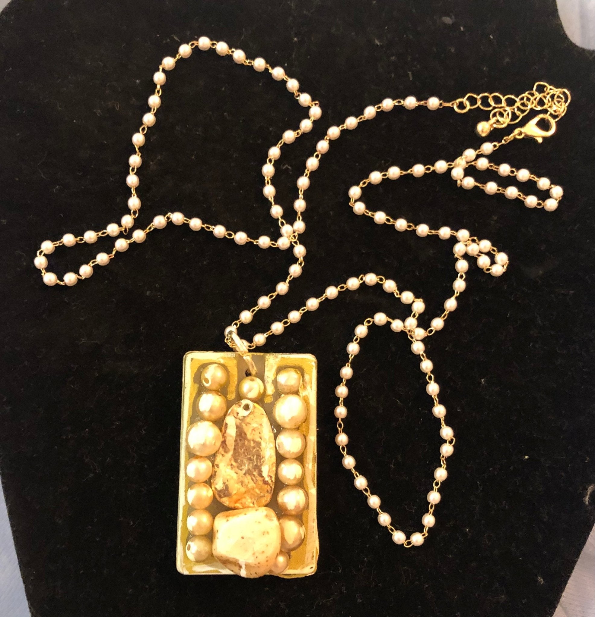 Golden Heirloom Pearl Necklace by Main Street Collective: Vintage Pendant, Gold Chain, Pearl Beads