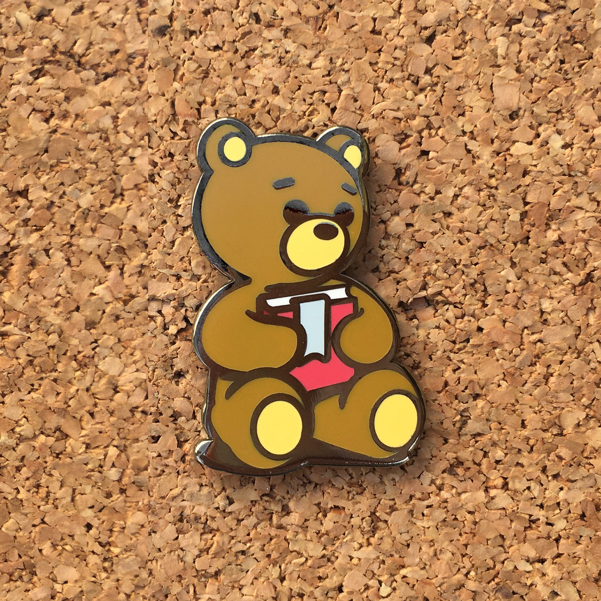 Reading Bear Enamel Pin: Cute book lover gift for readers, librarians, teachers & kids at heart!