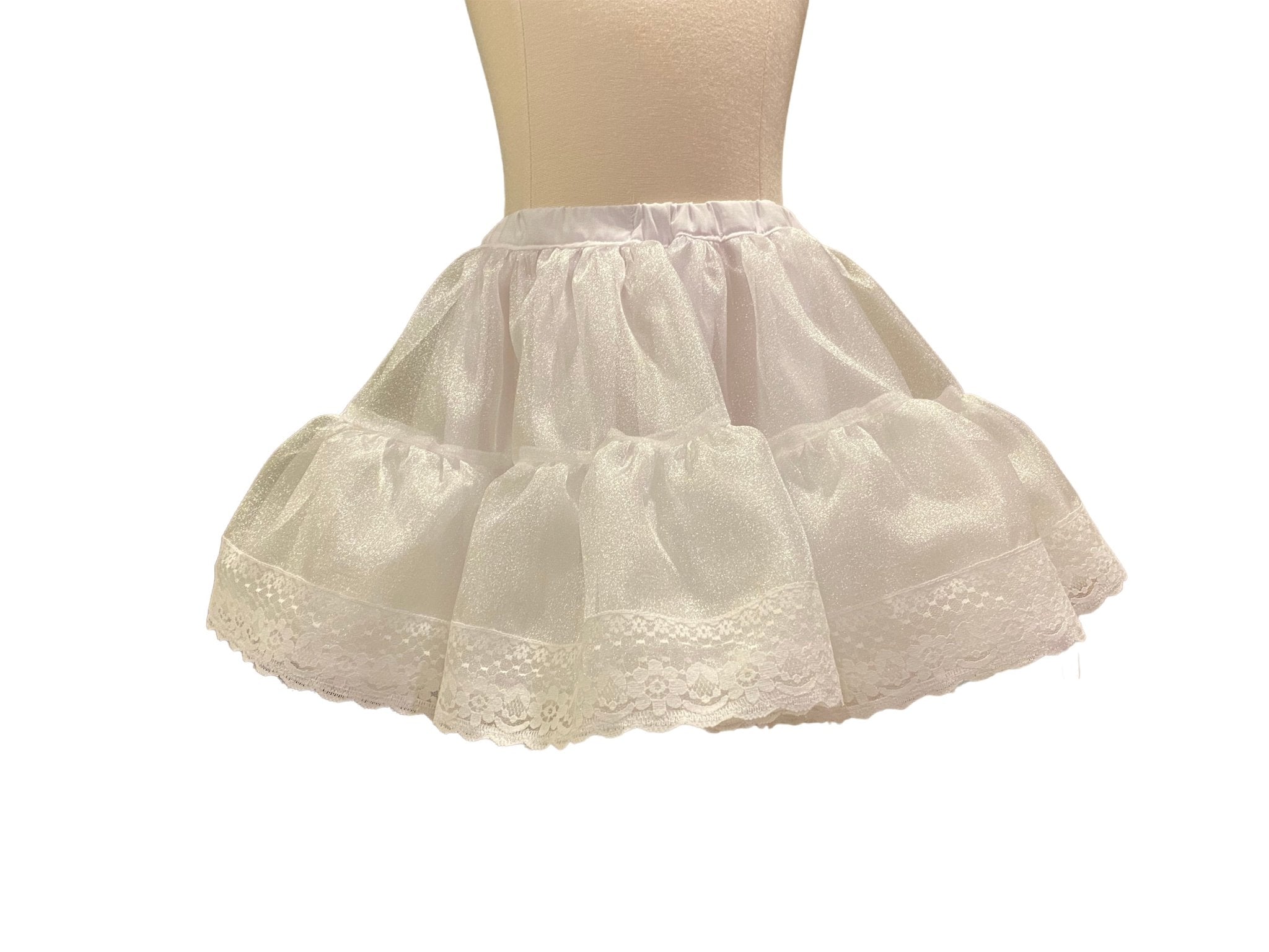 White Organza Pettiskirt with Lace Ruffle - Girls Petticoat - Main Street Collective