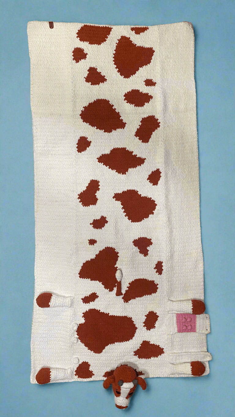 Handmade Crochet Cow Blanket: Cozy children and adult sizes. 3-in-1 Playmat and Amigurumi Toy. Perfect for babies and toddlers!