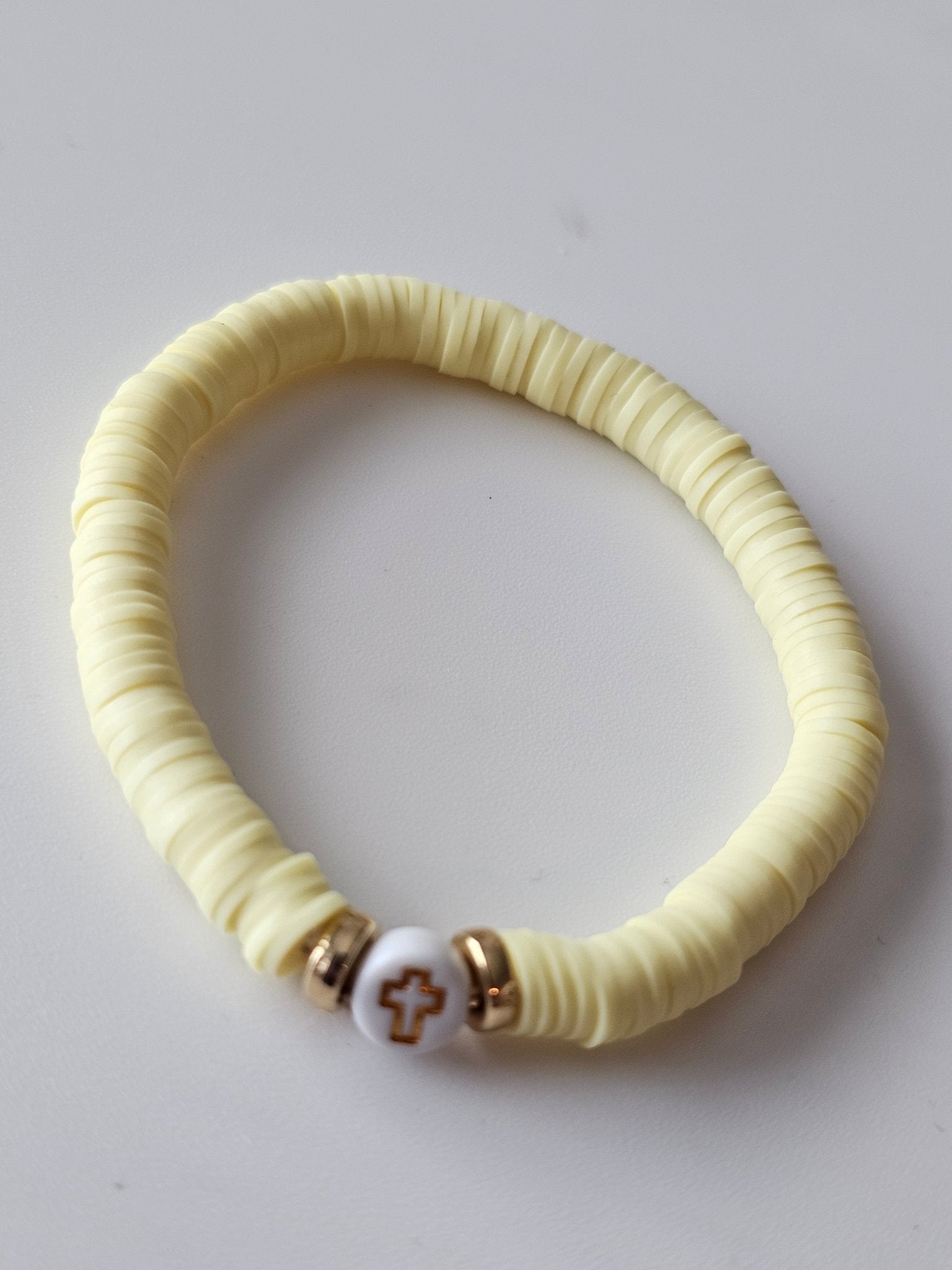 Lemon Pastel Bracelet with Cross | Handmade Polymer Clay | Main Street Collective