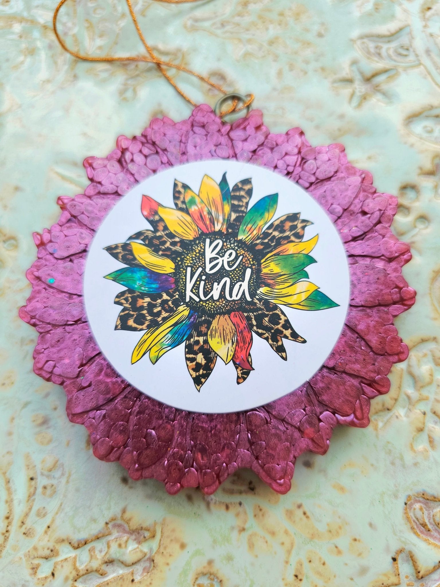 Be Kind Car Freshie - Handmade Aroma Bead Sunflower Air Freshener