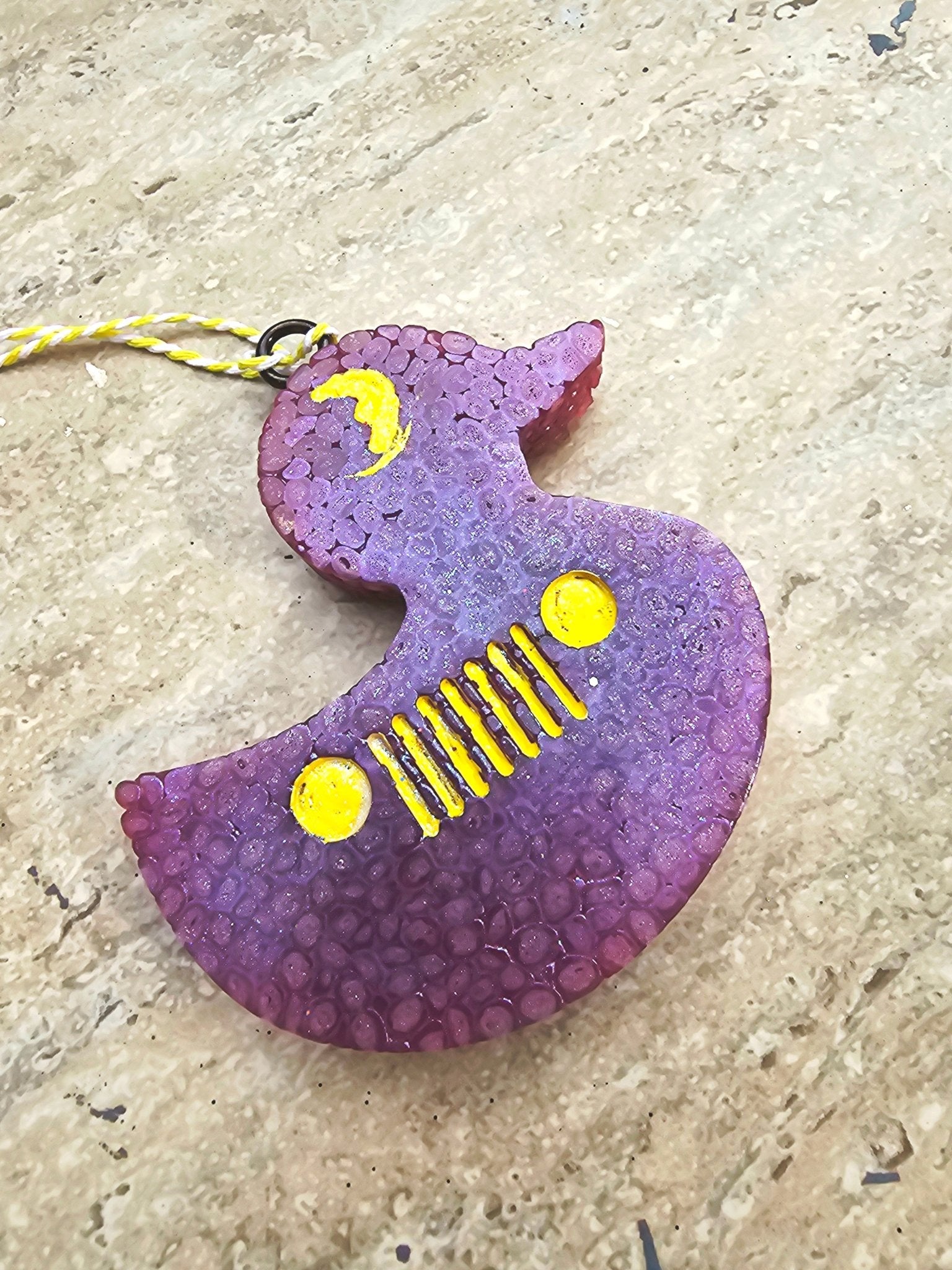 Jeep Duck Car Freshie - Handmade Aroma Bead Air Freshener - Purple & Yellow Jeep Grill Design