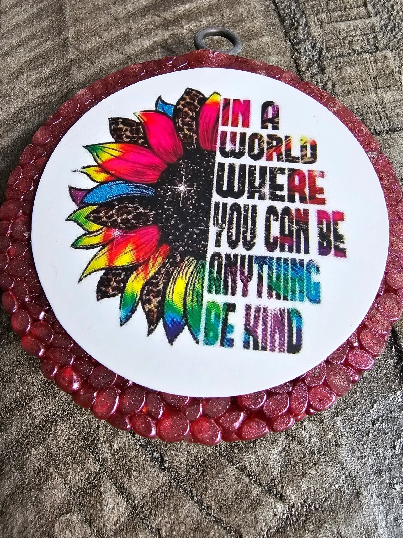 Sunflower Car Air Freshener - "In A World Where You Can Be Anything, Be Kind" - Handmade Aroma Bead Freshie by Main Street Collective