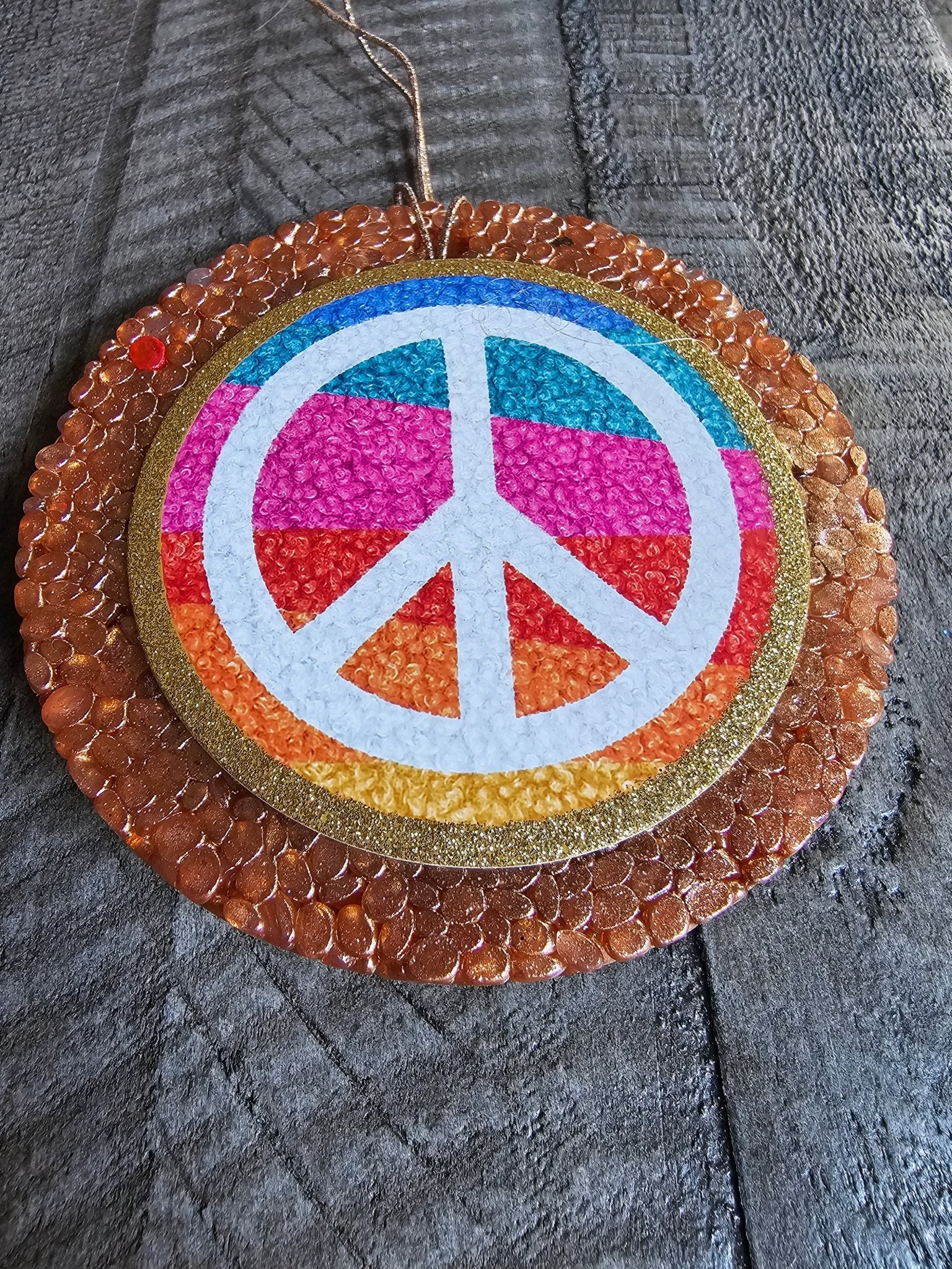 Handmade peace sign car freshie, aroma beads air freshener, car accessory, Main Street Collective