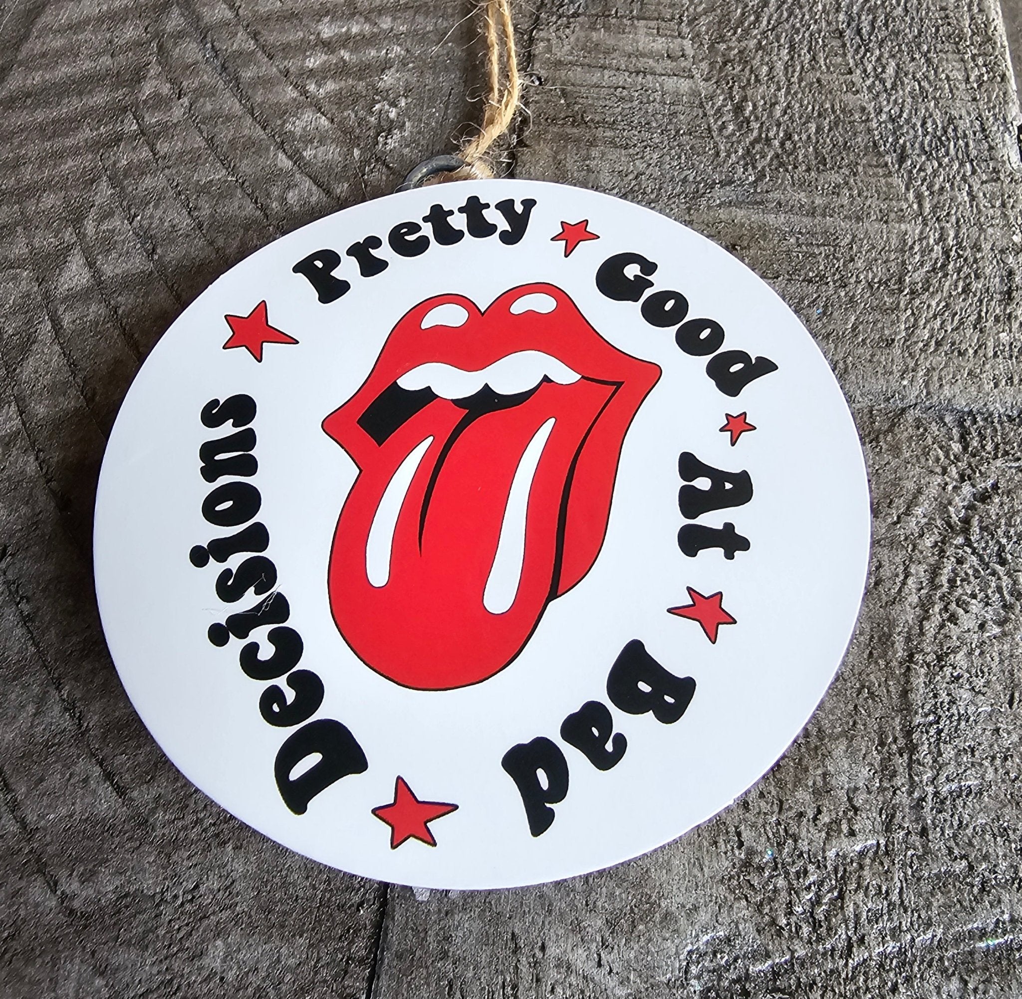 Rolling Stones Tongue Car Air Freshener - Pretty Good At Bad Decisions Aroma Bead Scented Ornament