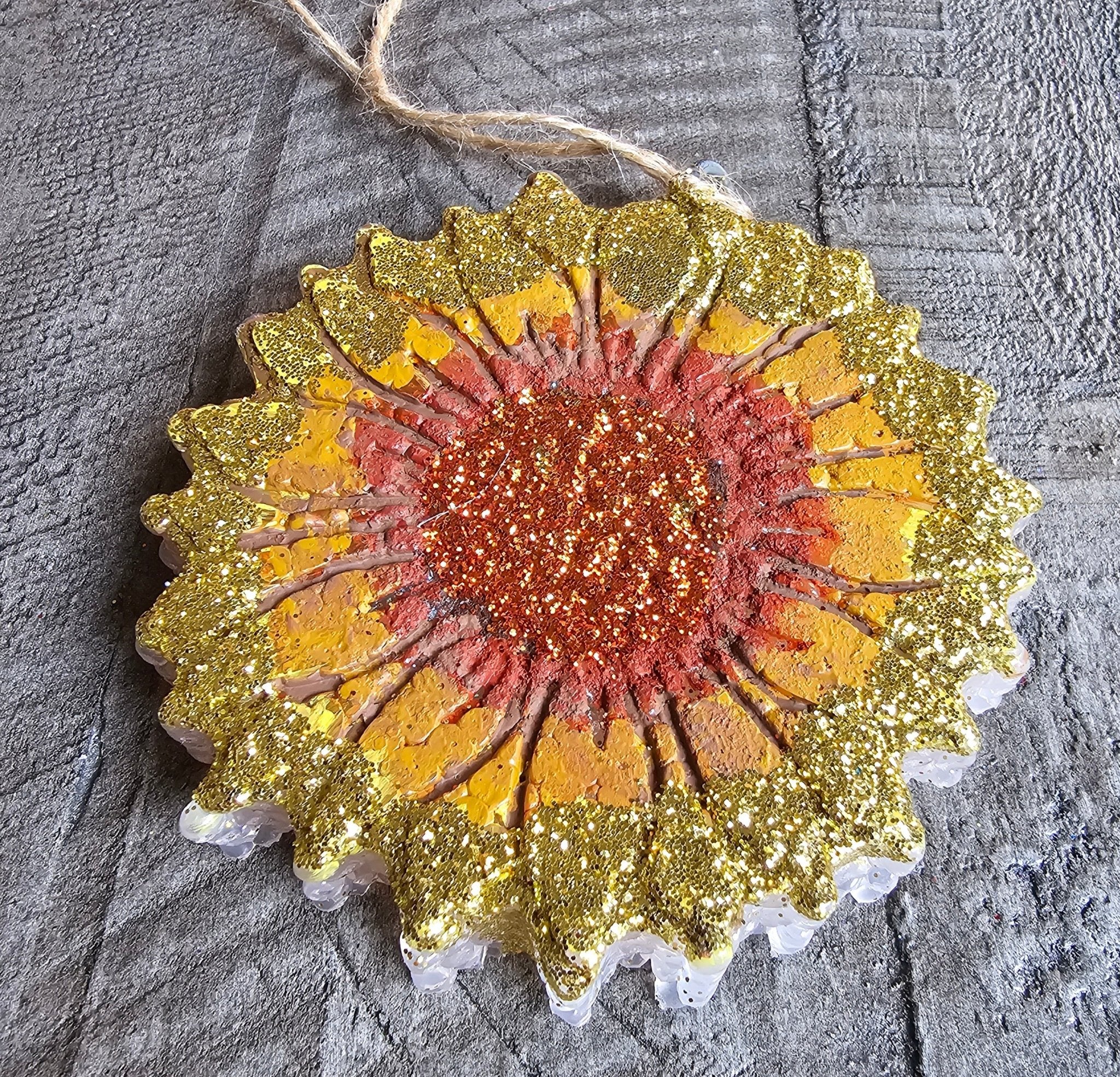 Glittery Daisy Car Freshie: Handmade Floral Aroma Bead Air Freshener