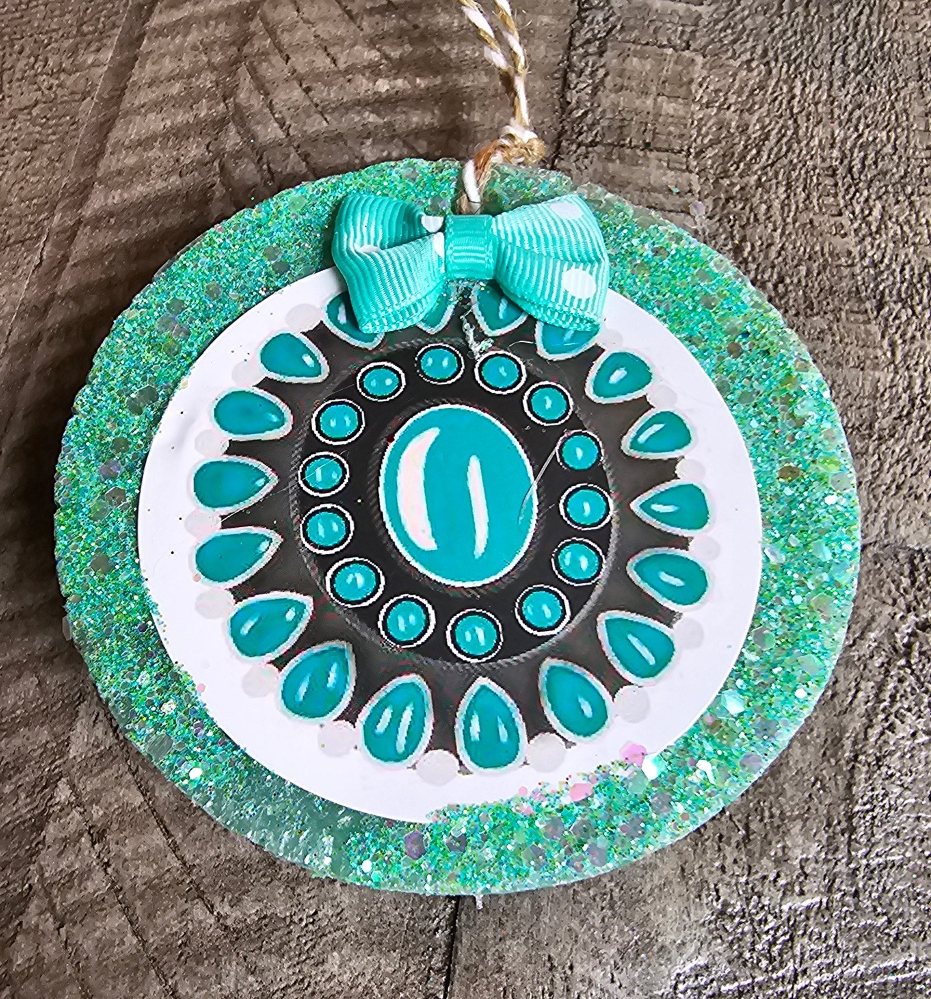 Teal Glitter Car Freshie Ornament: Handmade Aroma Bead Air Freshener, Main Street Collective