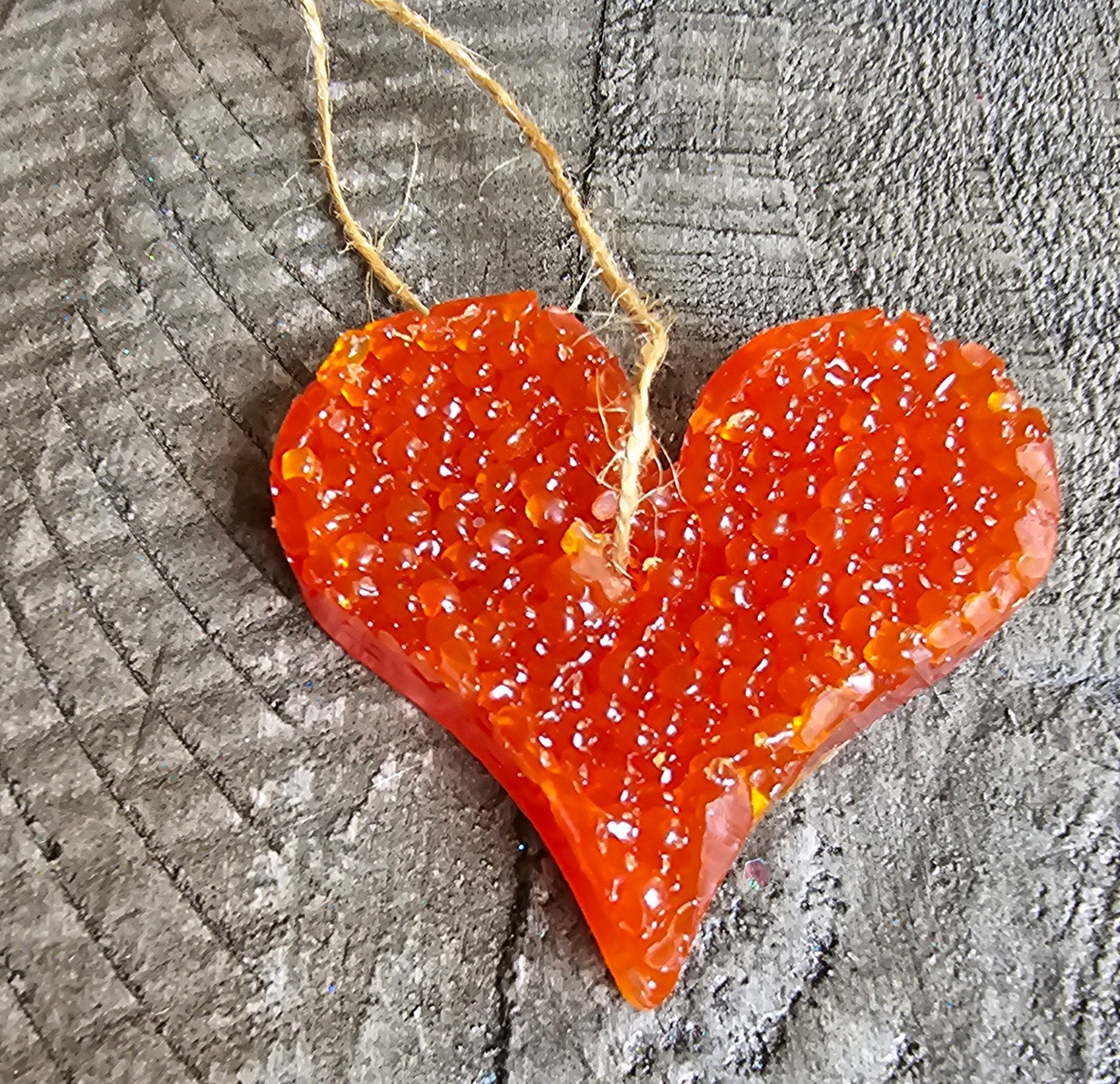 Red Heart Car Freshie: Handmade Aroma Bead Air Freshener - Scented Car Decor