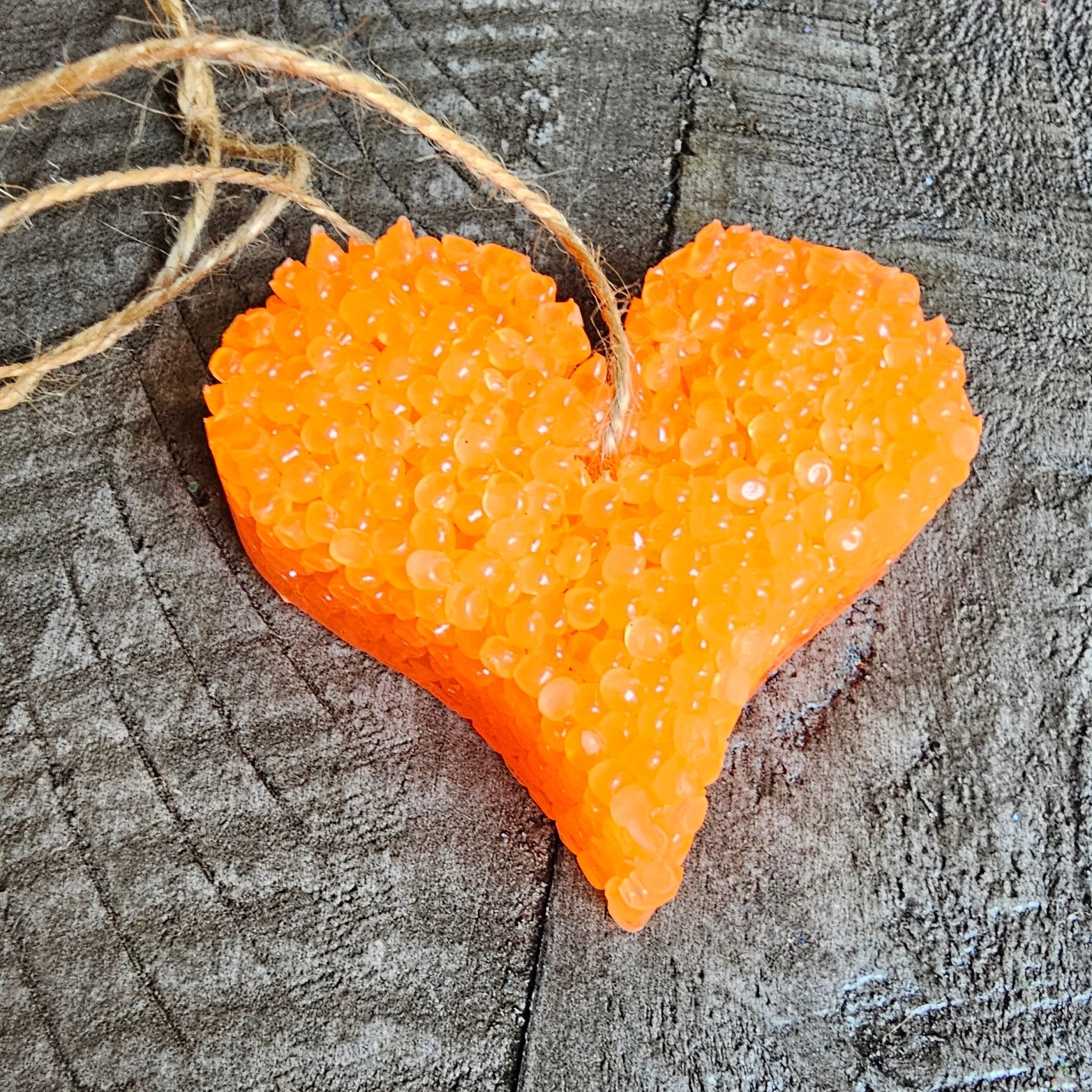 Orange Heart Car Freshie - Aroma Bead Air Freshener Handmade by Main Street Collective