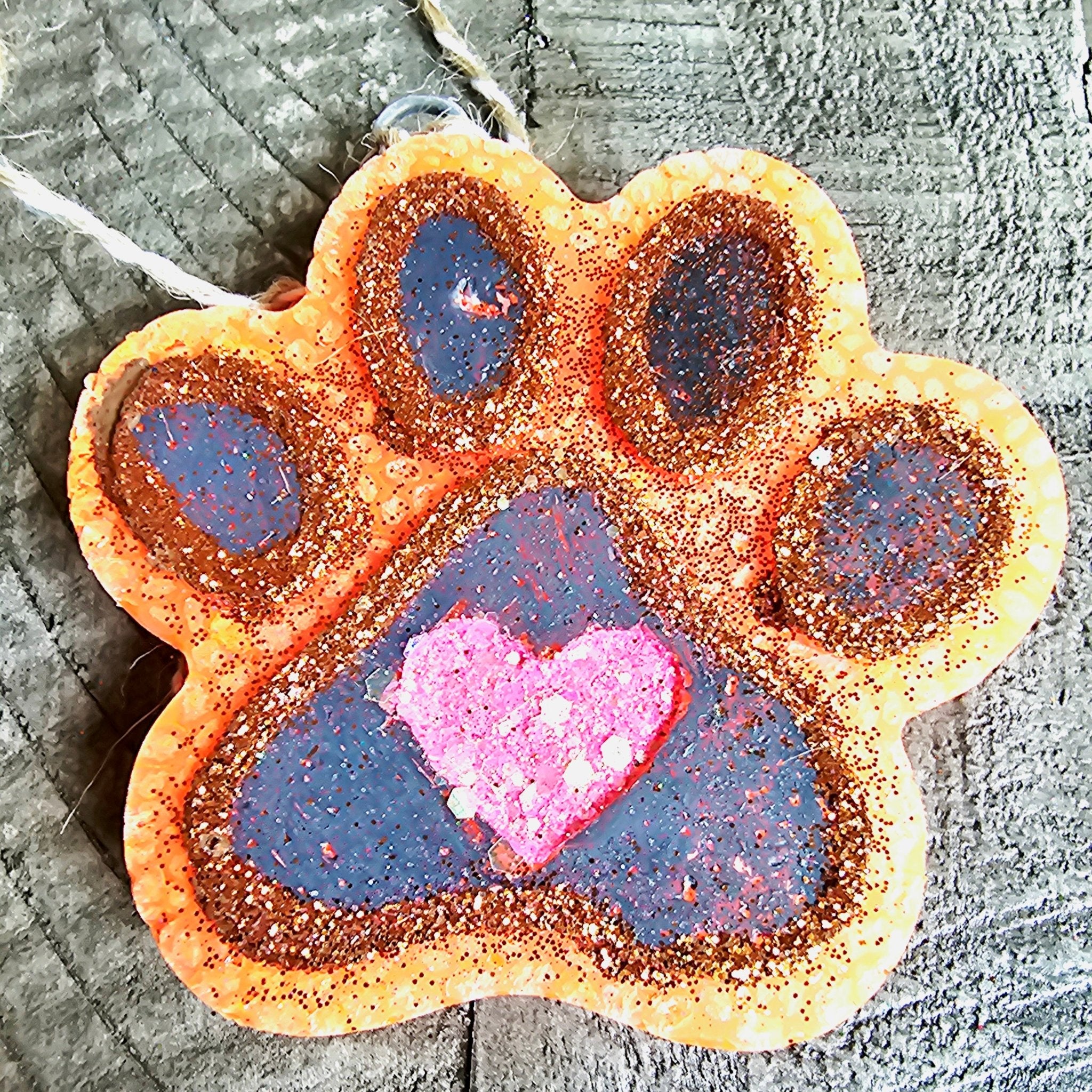 Paw Print Car Freshie - Heart Detail Handmade Aroma Bead Air Freshener - Main Street Collective