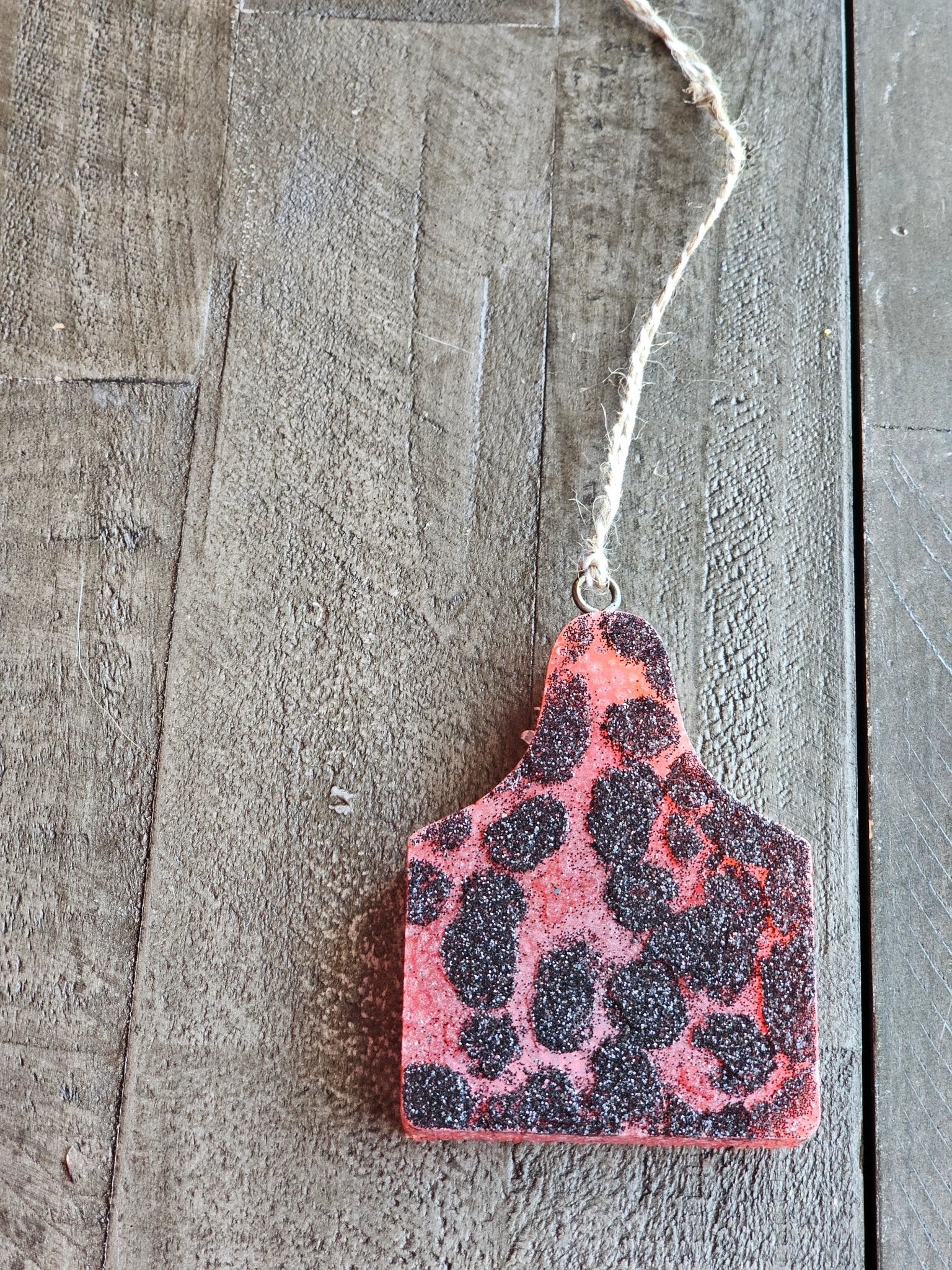 Western Car Freshie: Cow Tag Shape, Leopard Print Aroma Bead Air Freshener - Handmade Car Accessory
