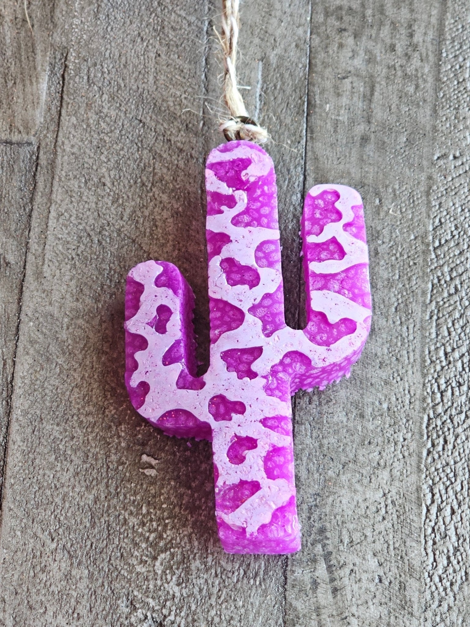 Purple Cactus Car Freshie with Cow Print - Western Style Air Freshener Handmade by Main Street Collective