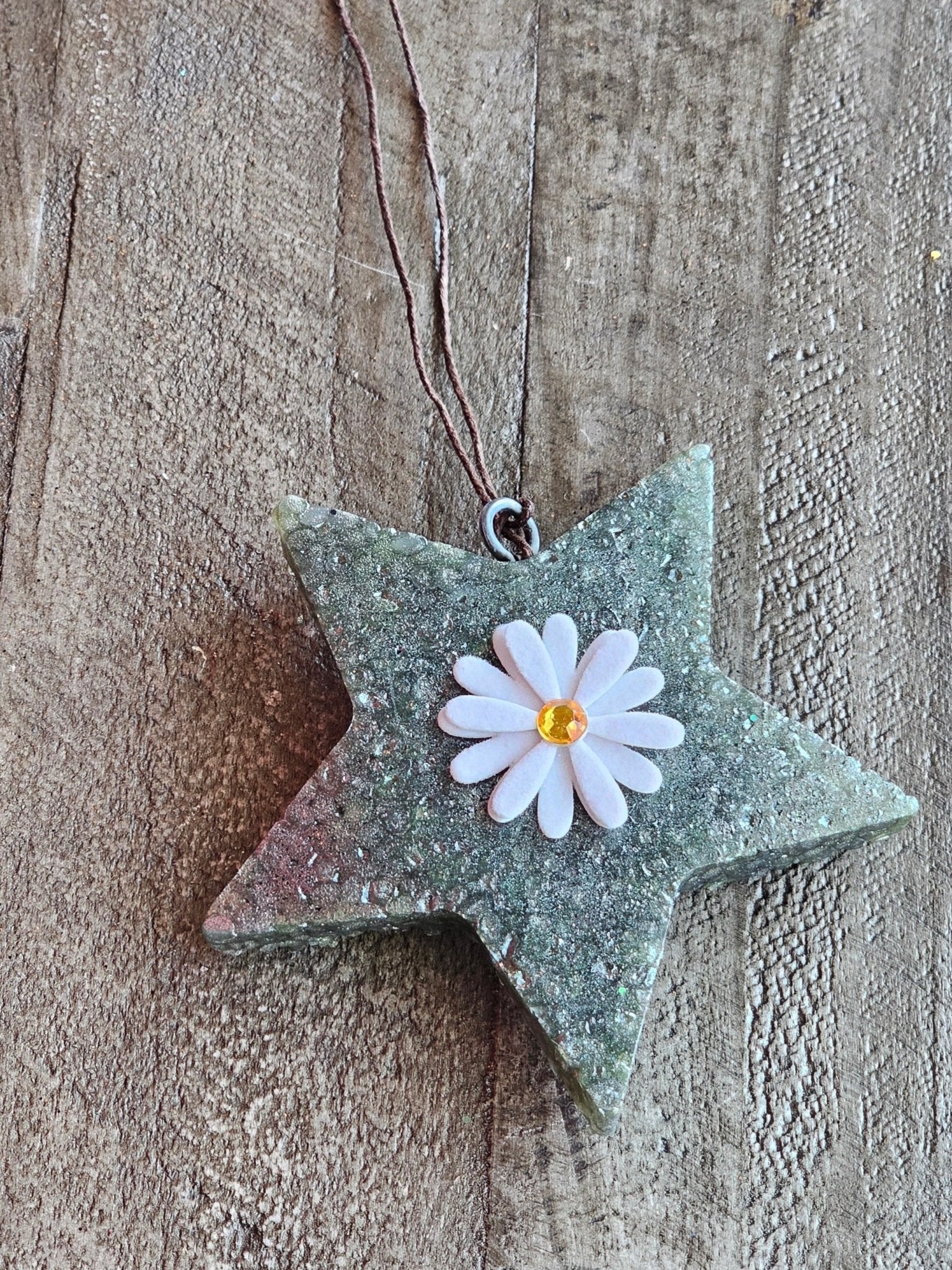 Handmade Star with Daisy Car Freshie - Aroma Bead Air Freshener for Cars, Lockers, and Bags