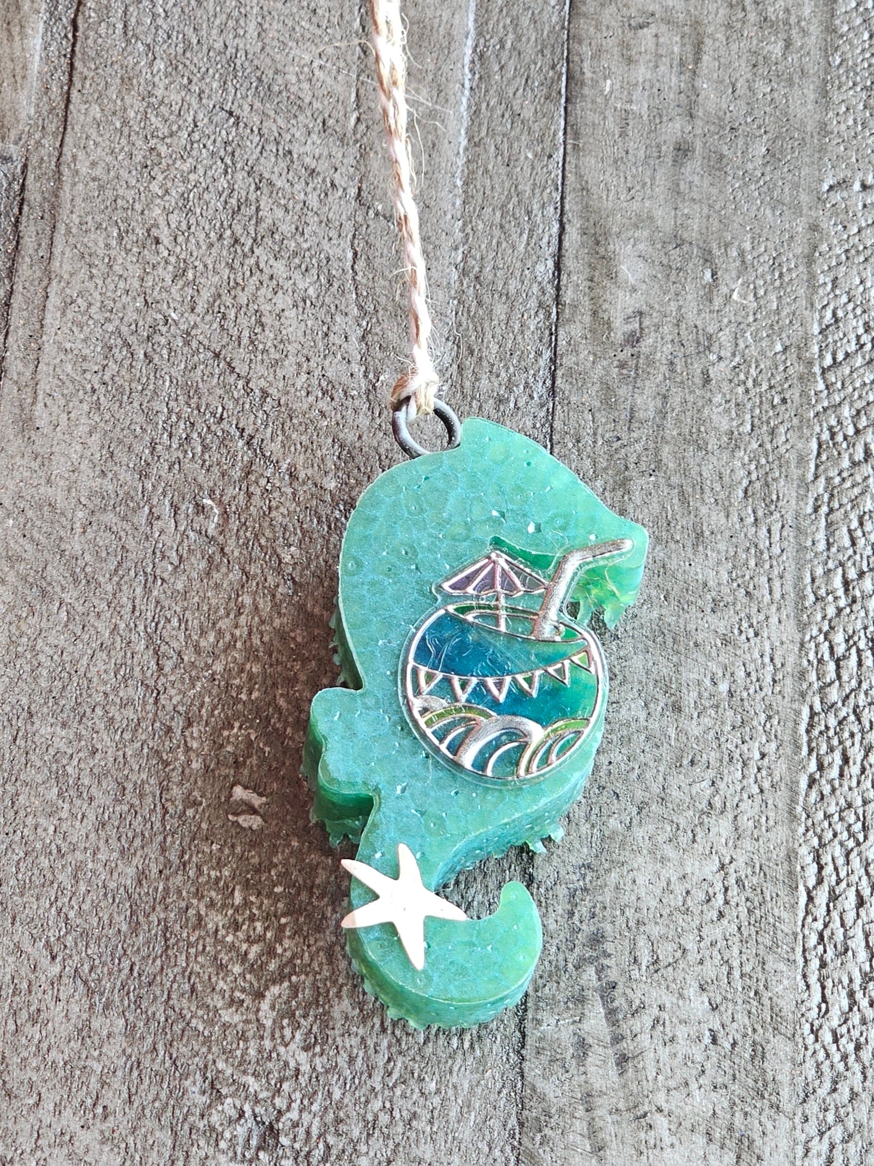 Seahorse Car Freshie – Handmade Coastal Aroma Bead Air Freshener