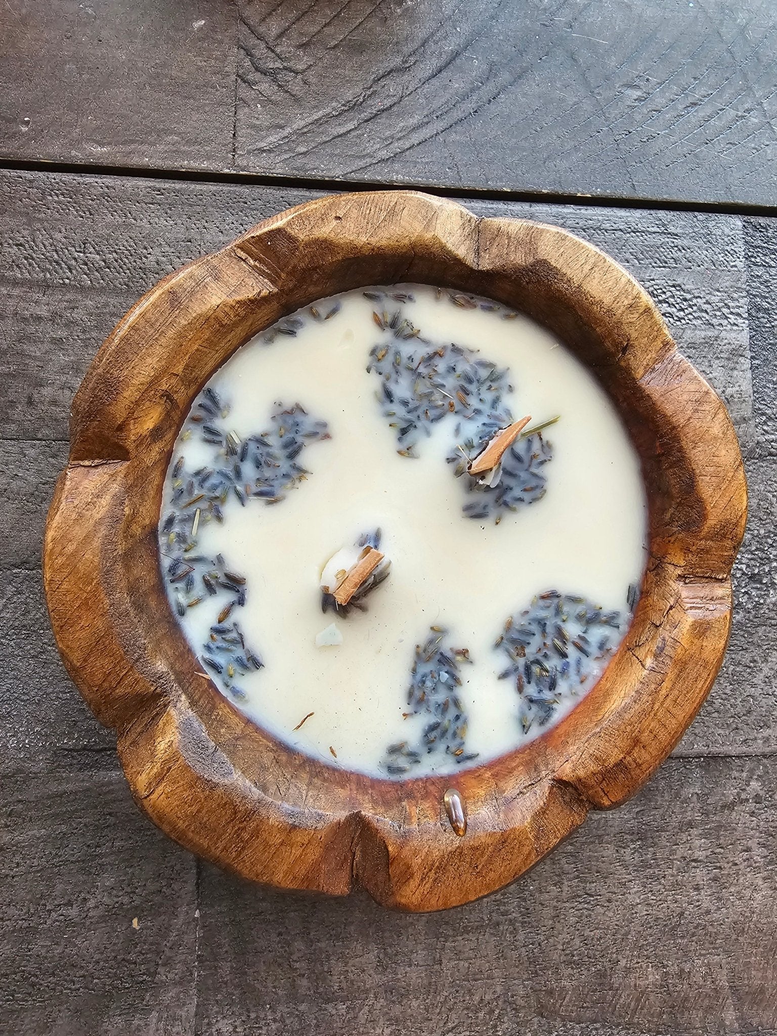 Handmade Dough Bowl Candle by Coast Candle Co. with Lavender & Cinnamon - Rustic Decorative Candle