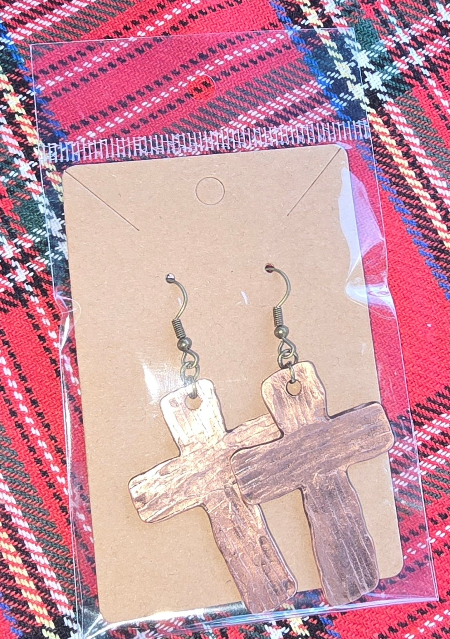 Copper Cross Earrings, Hand Forged Metal Christian Jewelry - Main Street Collective