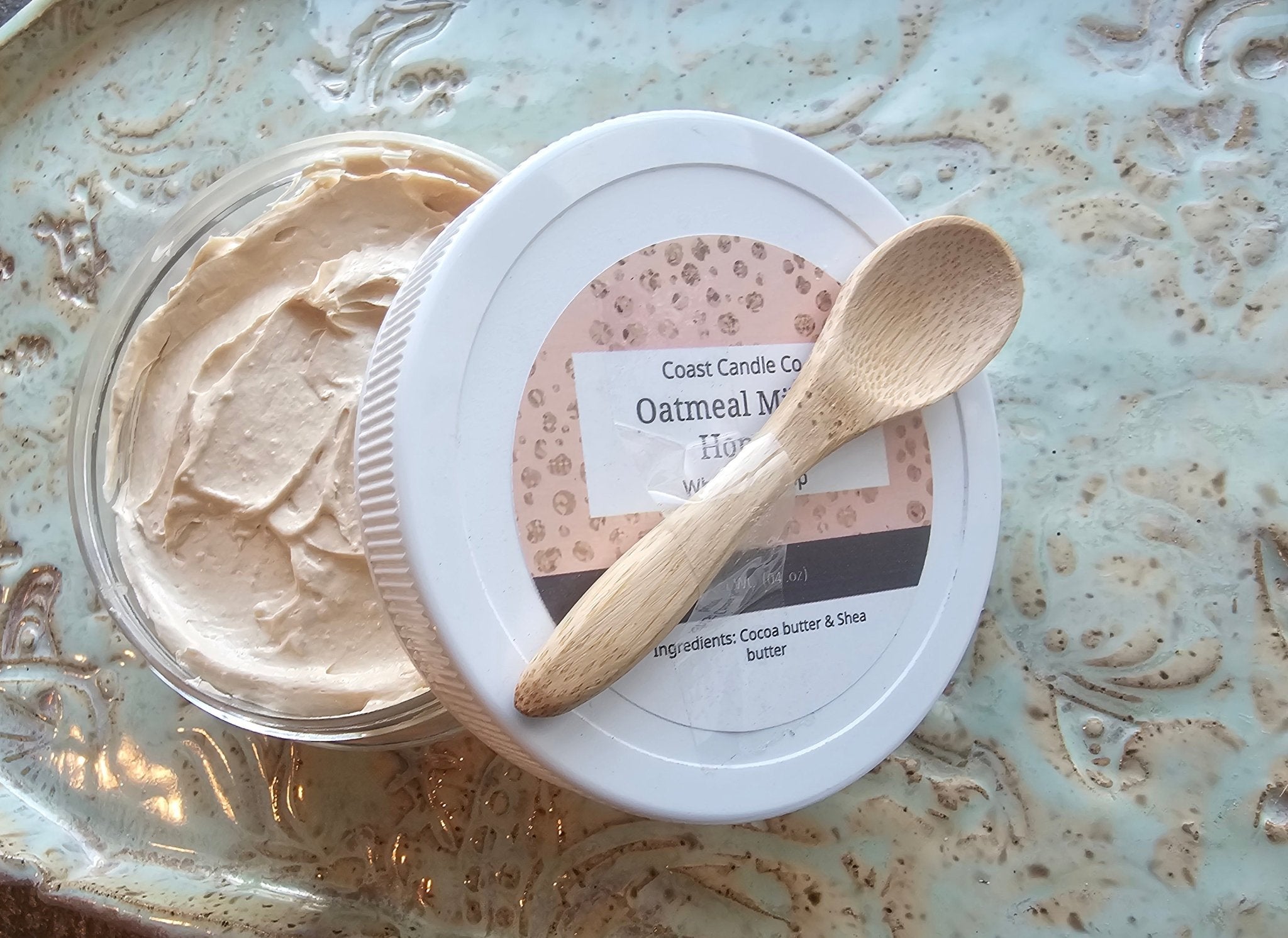 Coast Candle Co Oatmeal Milk & Honey Whipped Soap with natural cocoa & shea butter. Handcrafted, moisturizing skincare.