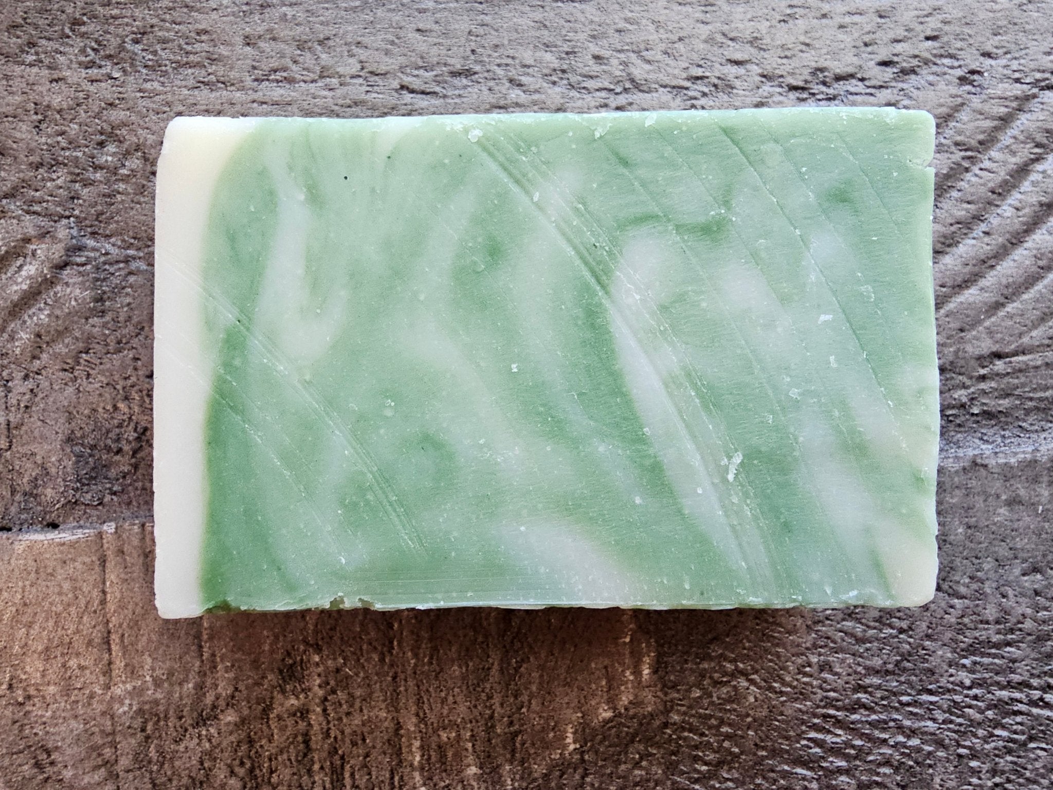 Handcrafted Natural Soap: Green & White Swirl Bar, Main Street Collective