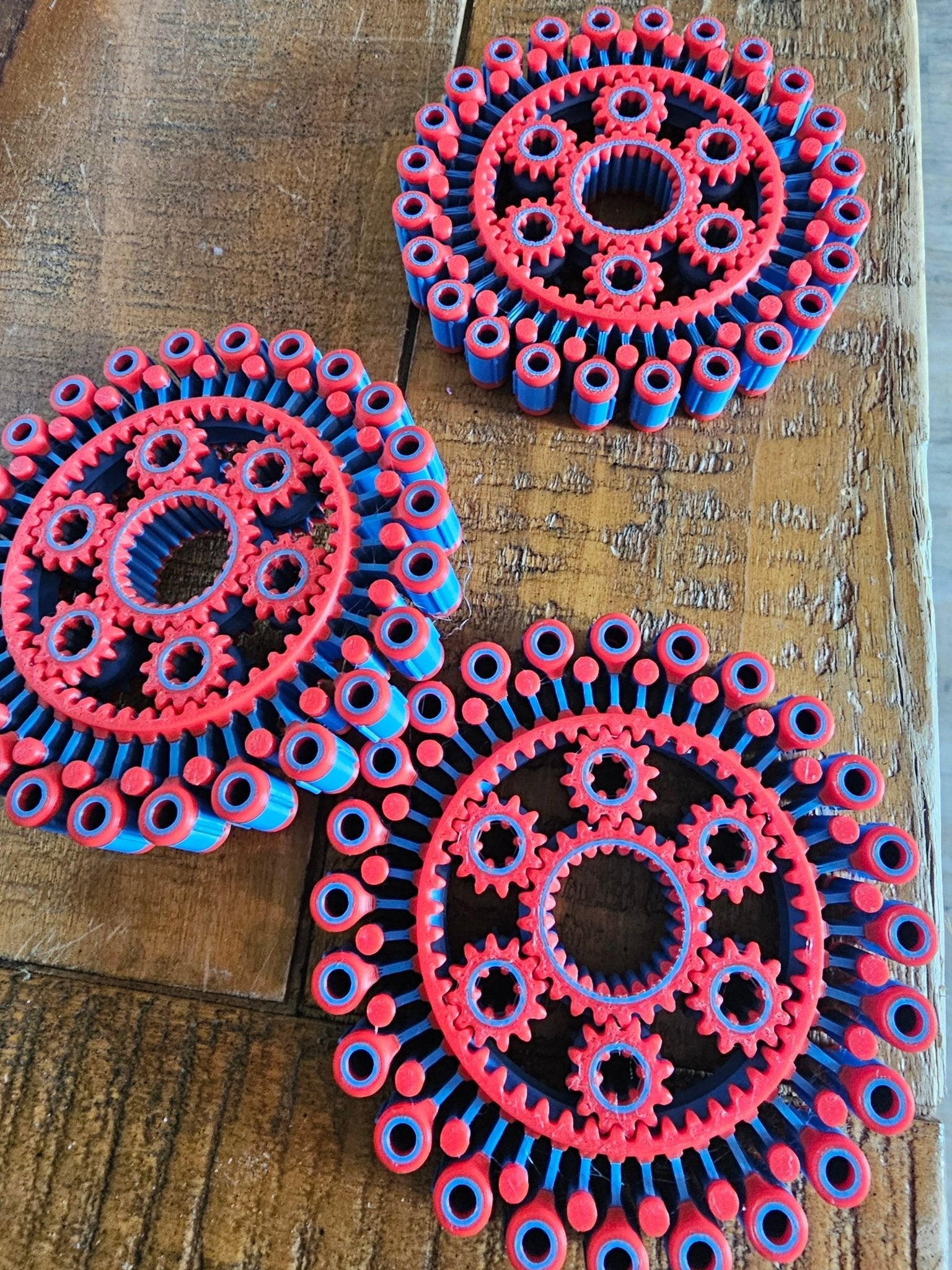 Turbo Gear Ring Fidget Toy: Red & Blue 3D Printed Sensory Toy by The Tween Space @ Main Street Collective