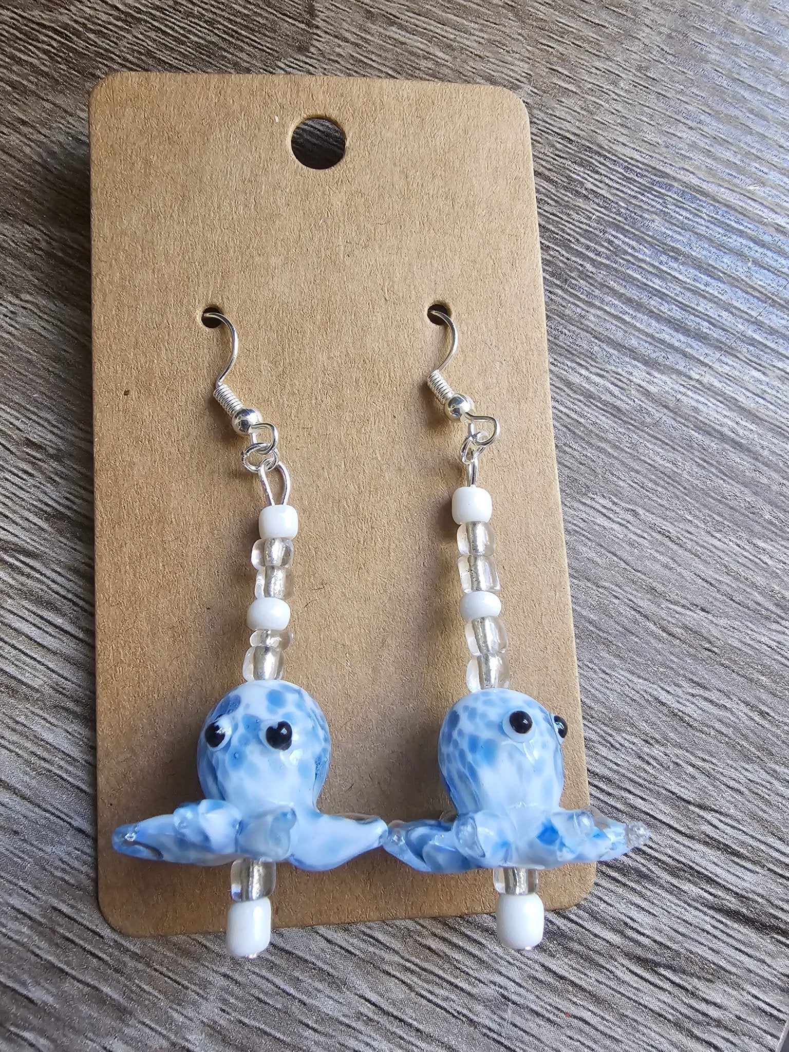 Blue Octopus Earrings: Ocean-Inspired Dangle Earrings - Beaded, Handmade by Main Street Collective