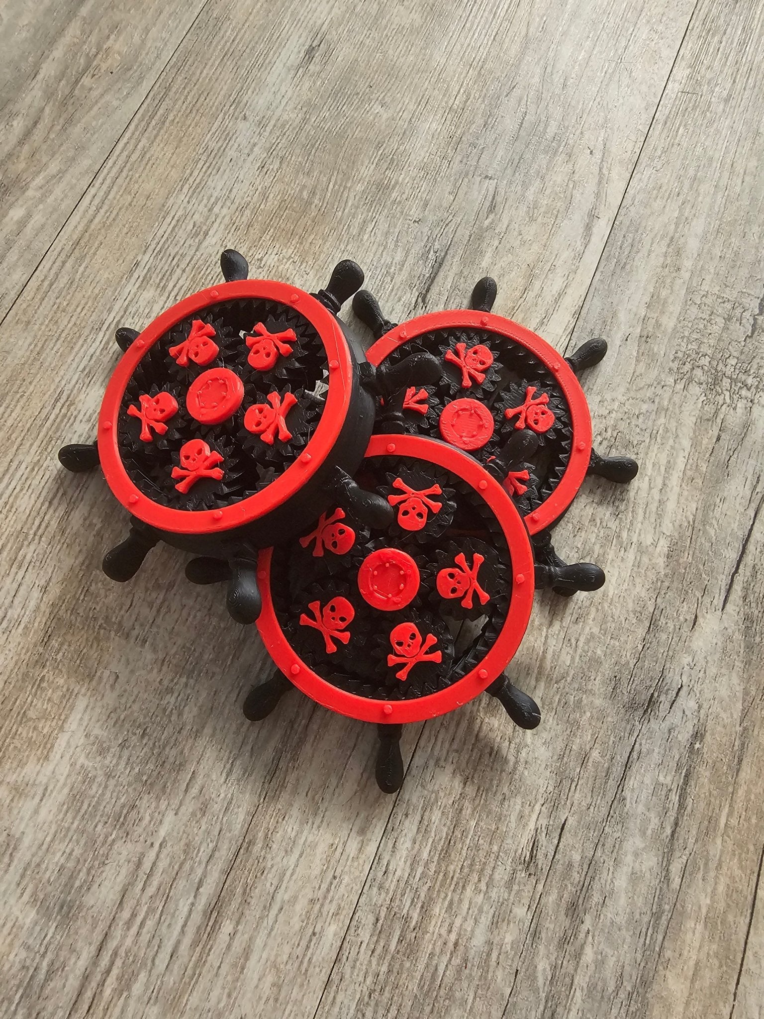 Pirate Ship Wheel Fidget Spinner 3D Printed by Main Street Collective, Mississippi - Skull & Crossbones Design.