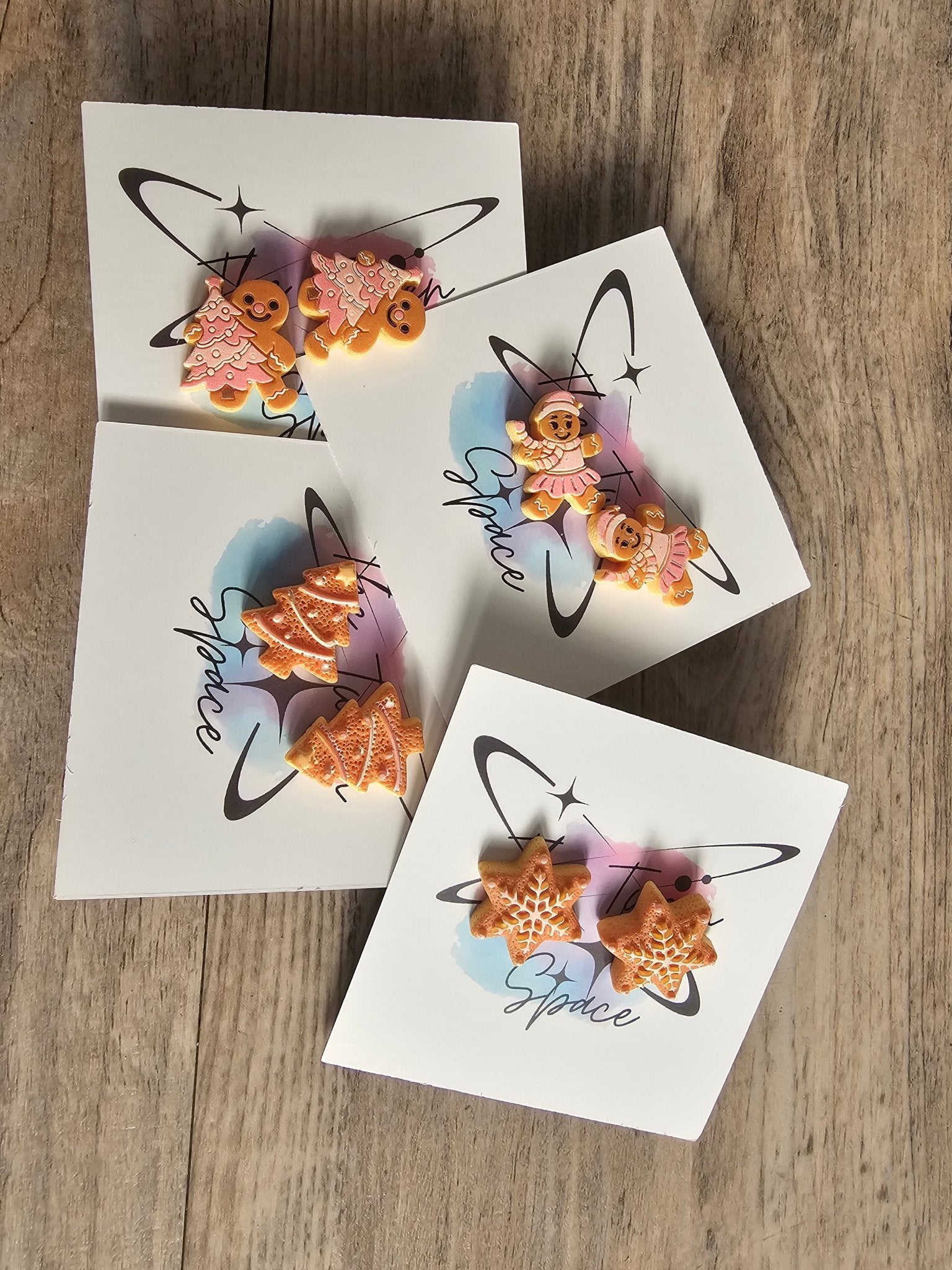 Christmas Cookie Stud Earrings Set - Gingerbread, Stars & Trees - Tween Jewelry - Main Street Collective