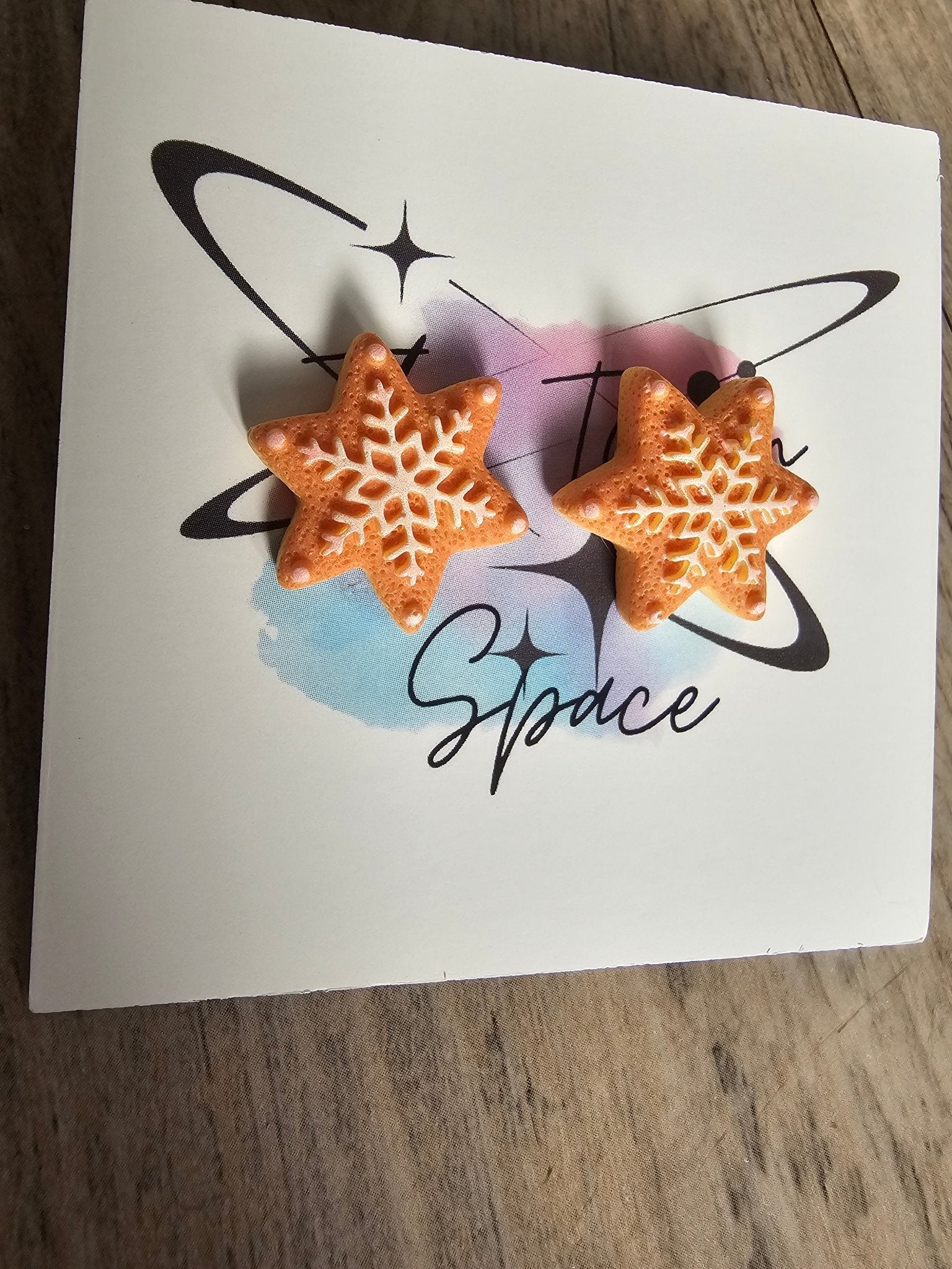 Christmas Cookie Stud Earrings: Snowflake Star Design, Tween Space Earrings
