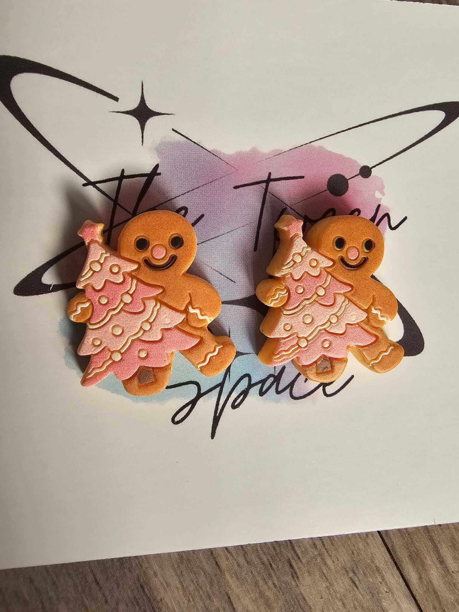 Christmas Cookie Earrings: Pink Gingerbread Tween Stud Set - Main Street Collective, The Tween Space