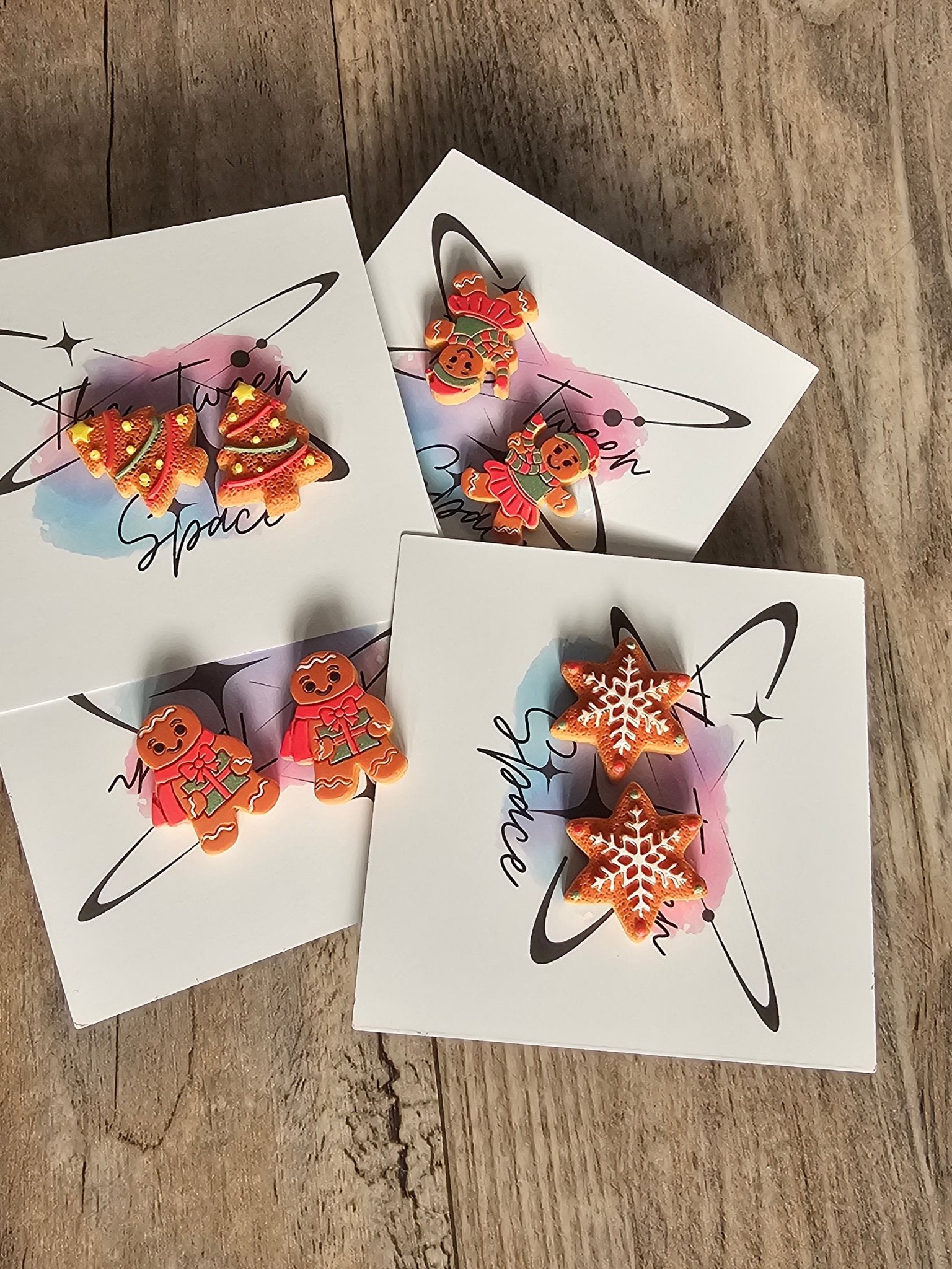 Christmas Cookie Stud Earring Set – 4 Assorted Pairs (Red and Green)